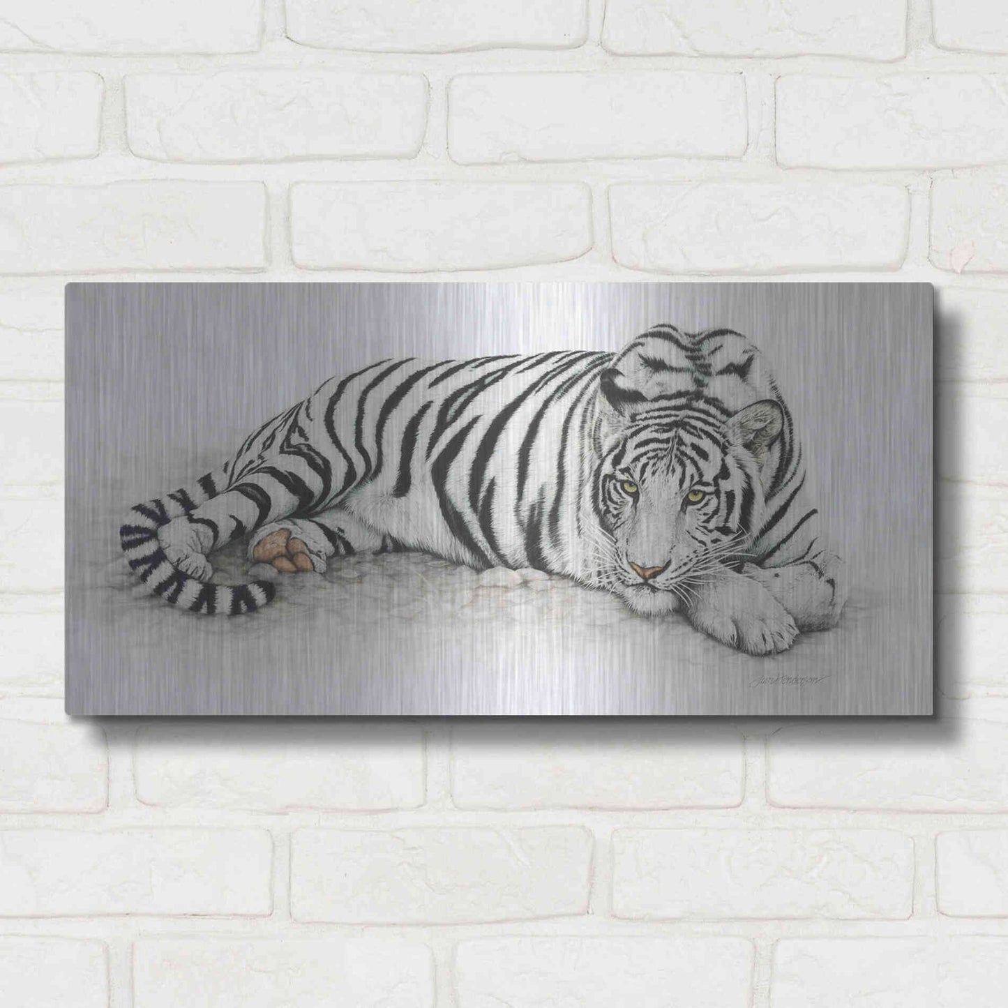 Luxe Metal Art 'Siberian Tiger' by Jan Henderson, Metal Wall Art,24x12