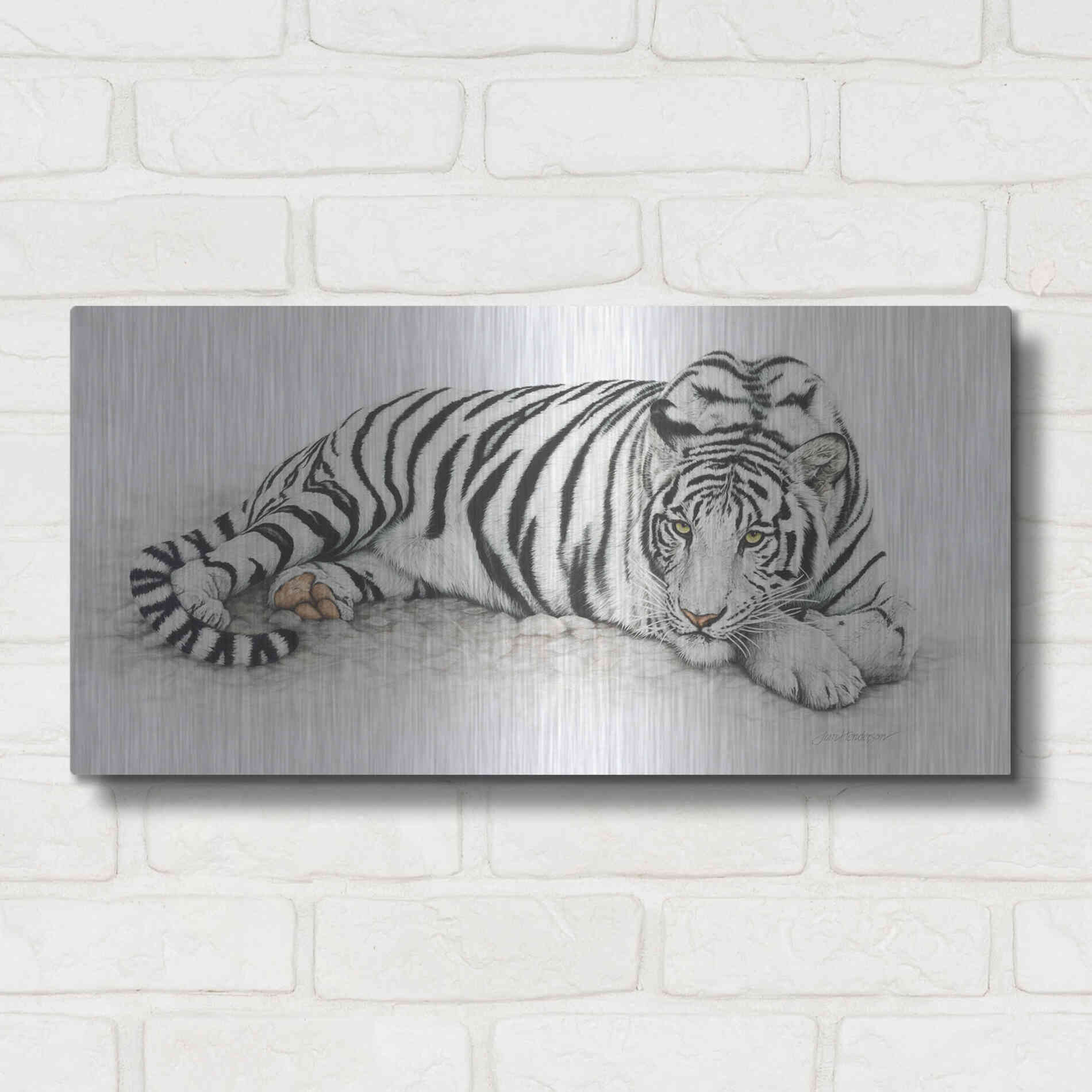 Luxe Metal Art 'Siberian Tiger' by Jan Henderson, Metal Wall Art,24x12