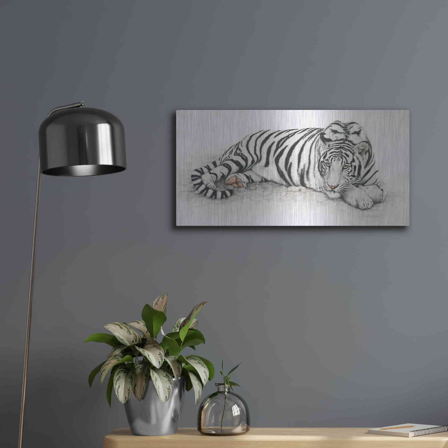 Luxe Metal Art 'Siberian Tiger' by Jan Henderson, Metal Wall Art,24x12