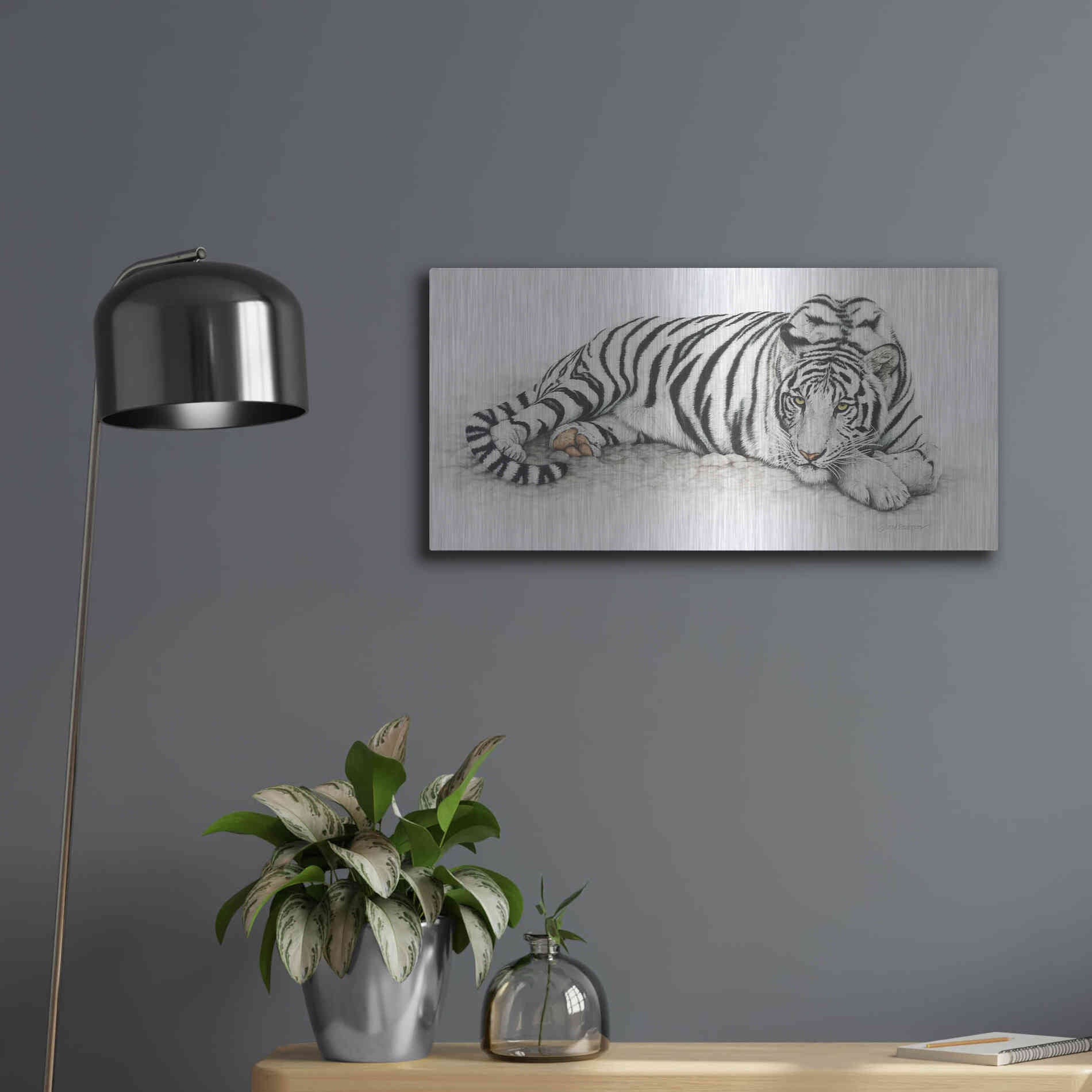 Luxe Metal Art 'Siberian Tiger' by Jan Henderson, Metal Wall Art,24x12