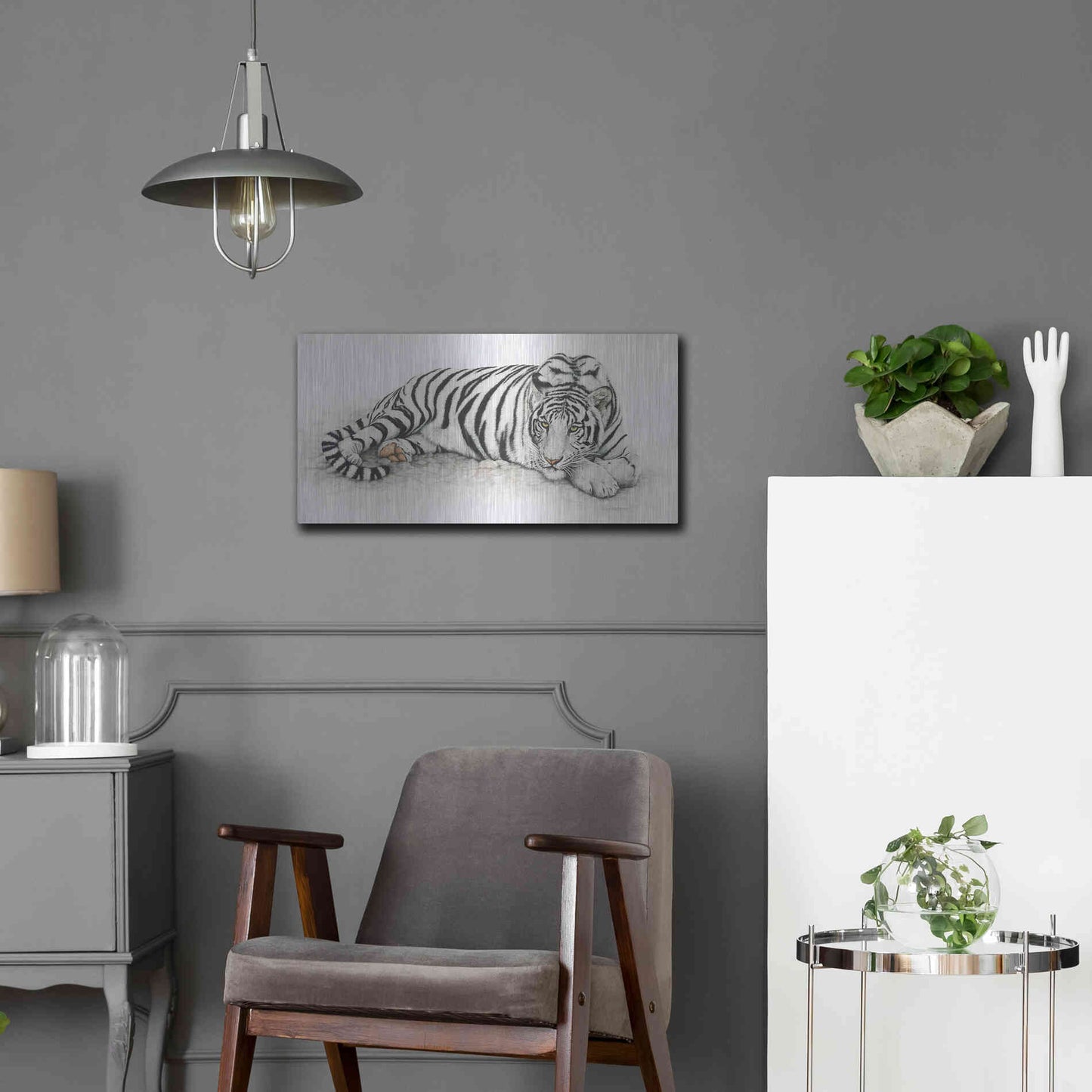 Luxe Metal Art 'Siberian Tiger' by Jan Henderson, Metal Wall Art,24x12