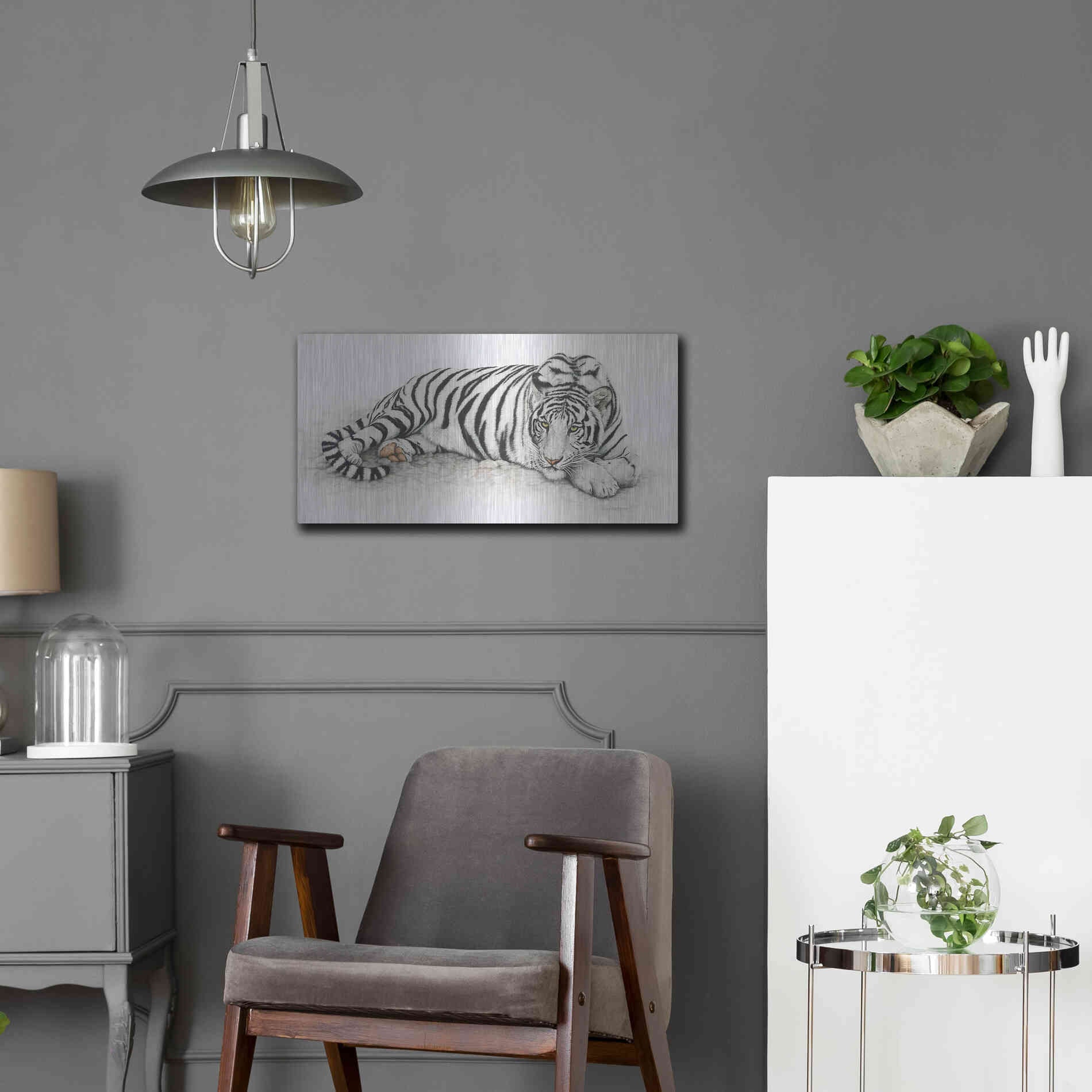 Luxe Metal Art 'Siberian Tiger' by Jan Henderson, Metal Wall Art,24x12