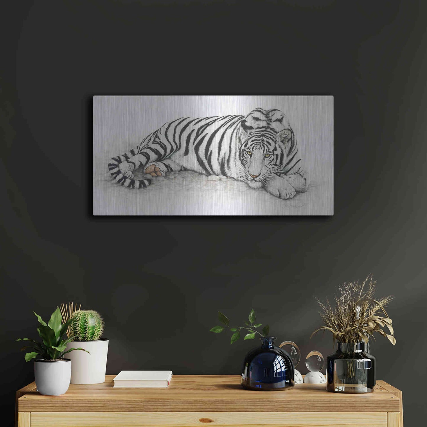 Luxe Metal Art 'Siberian Tiger' by Jan Henderson, Metal Wall Art,24x12