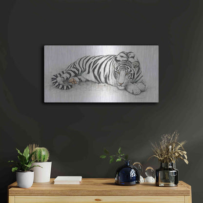 Luxe Metal Art 'Siberian Tiger' by Jan Henderson, Metal Wall Art,24x12