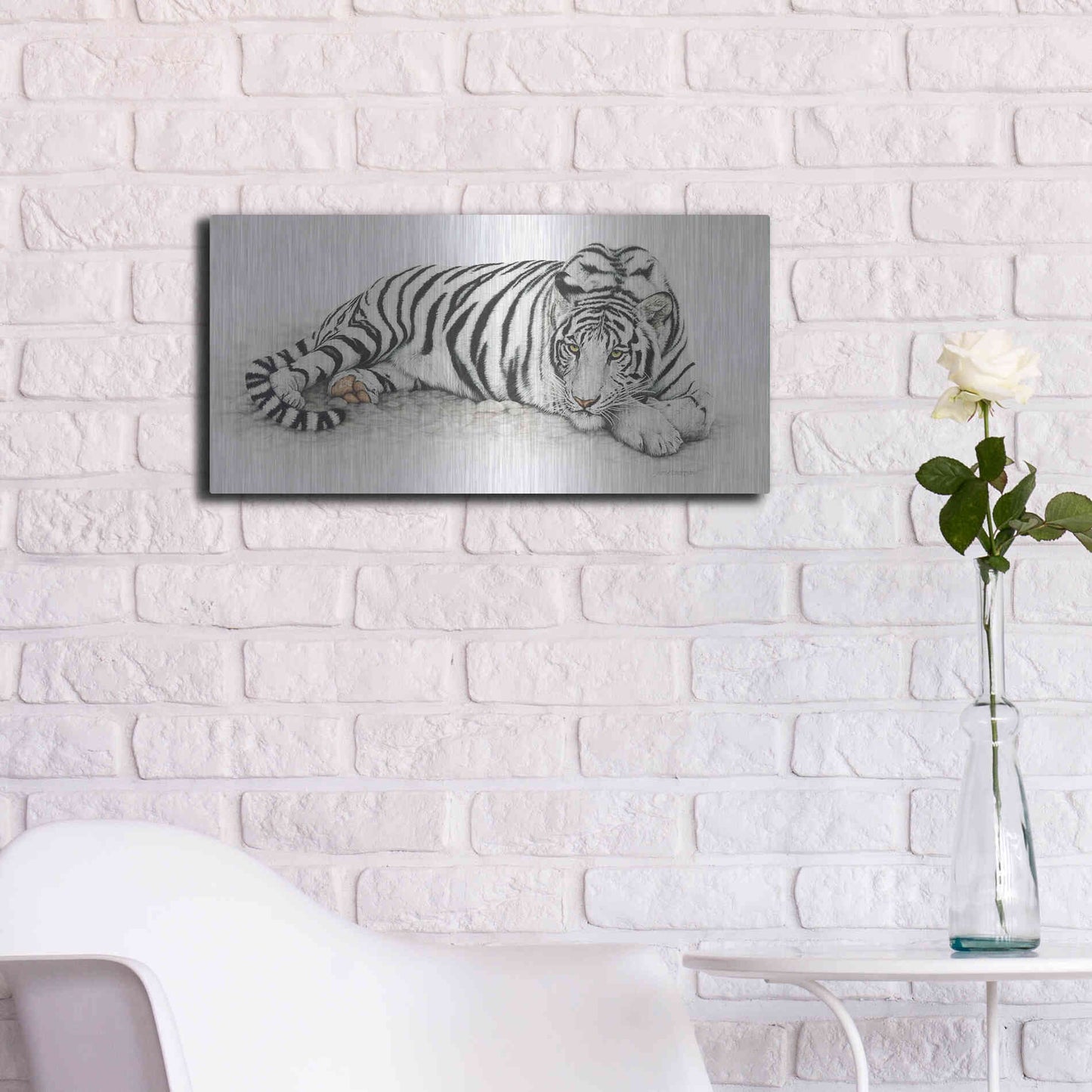 Luxe Metal Art 'Siberian Tiger' by Jan Henderson, Metal Wall Art,24x12