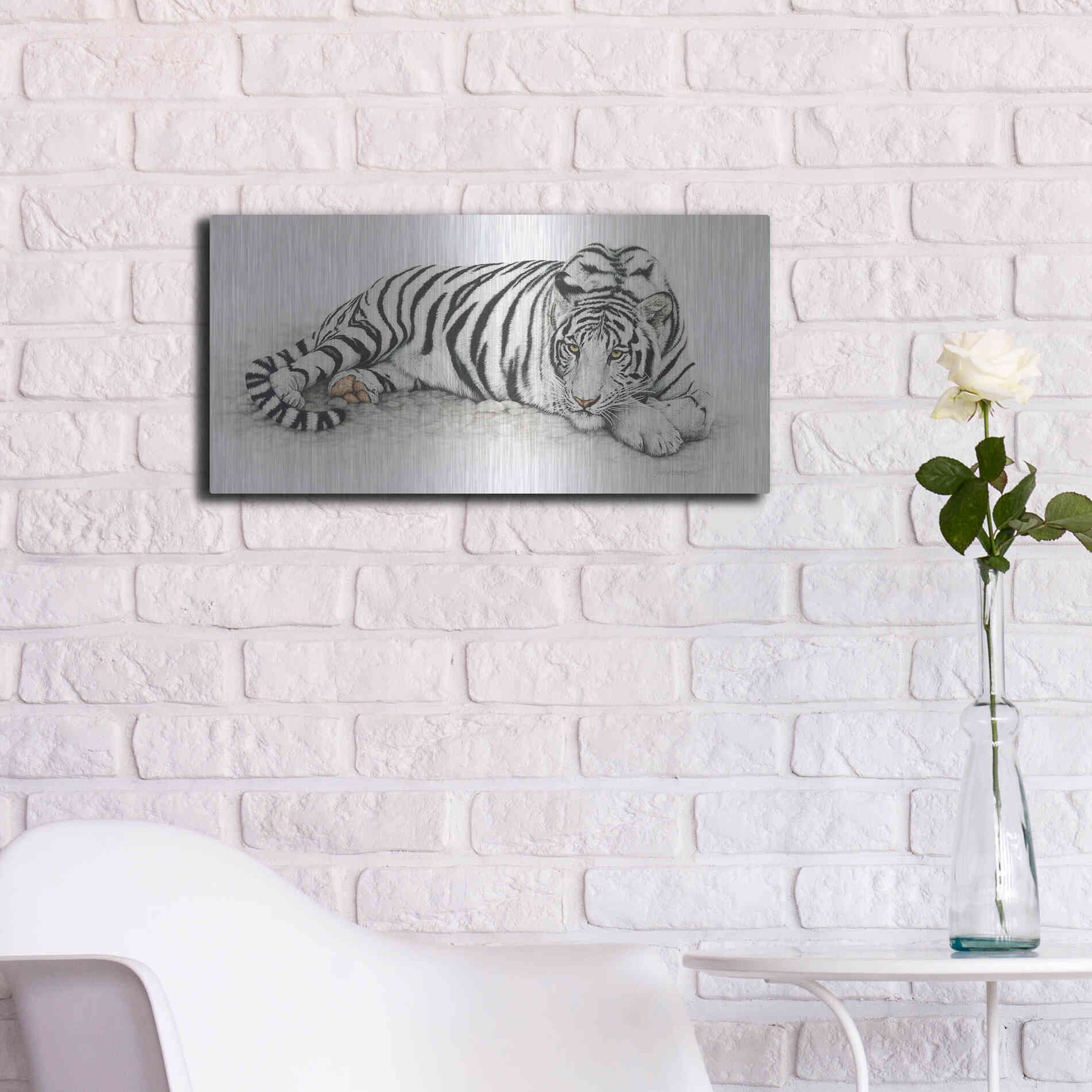 Luxe Metal Art 'Siberian Tiger' by Jan Henderson, Metal Wall Art,24x12