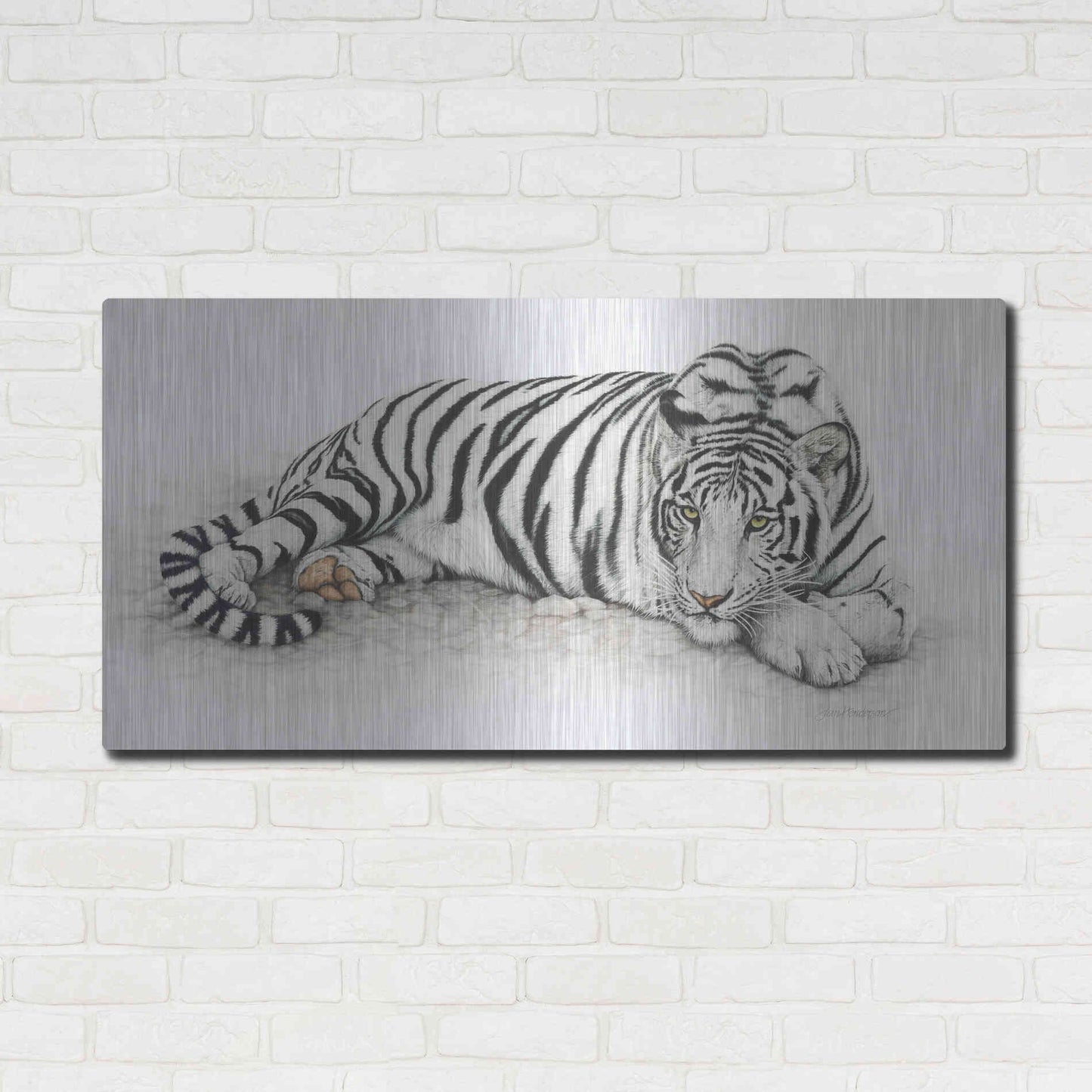 Luxe Metal Art 'Siberian Tiger' by Jan Henderson, Metal Wall Art,48x24