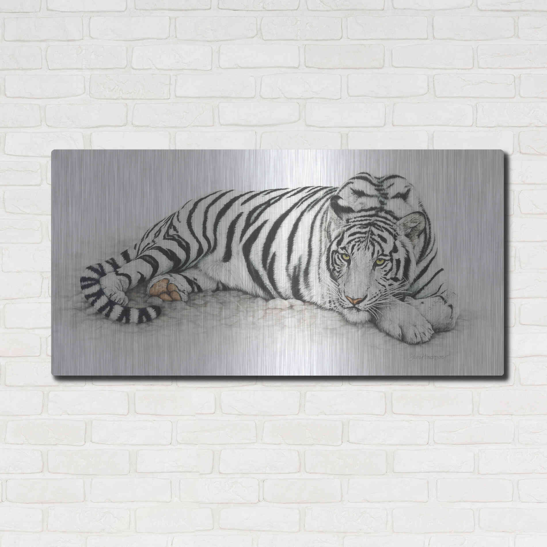 Luxe Metal Art 'Siberian Tiger' by Jan Henderson, Metal Wall Art,48x24