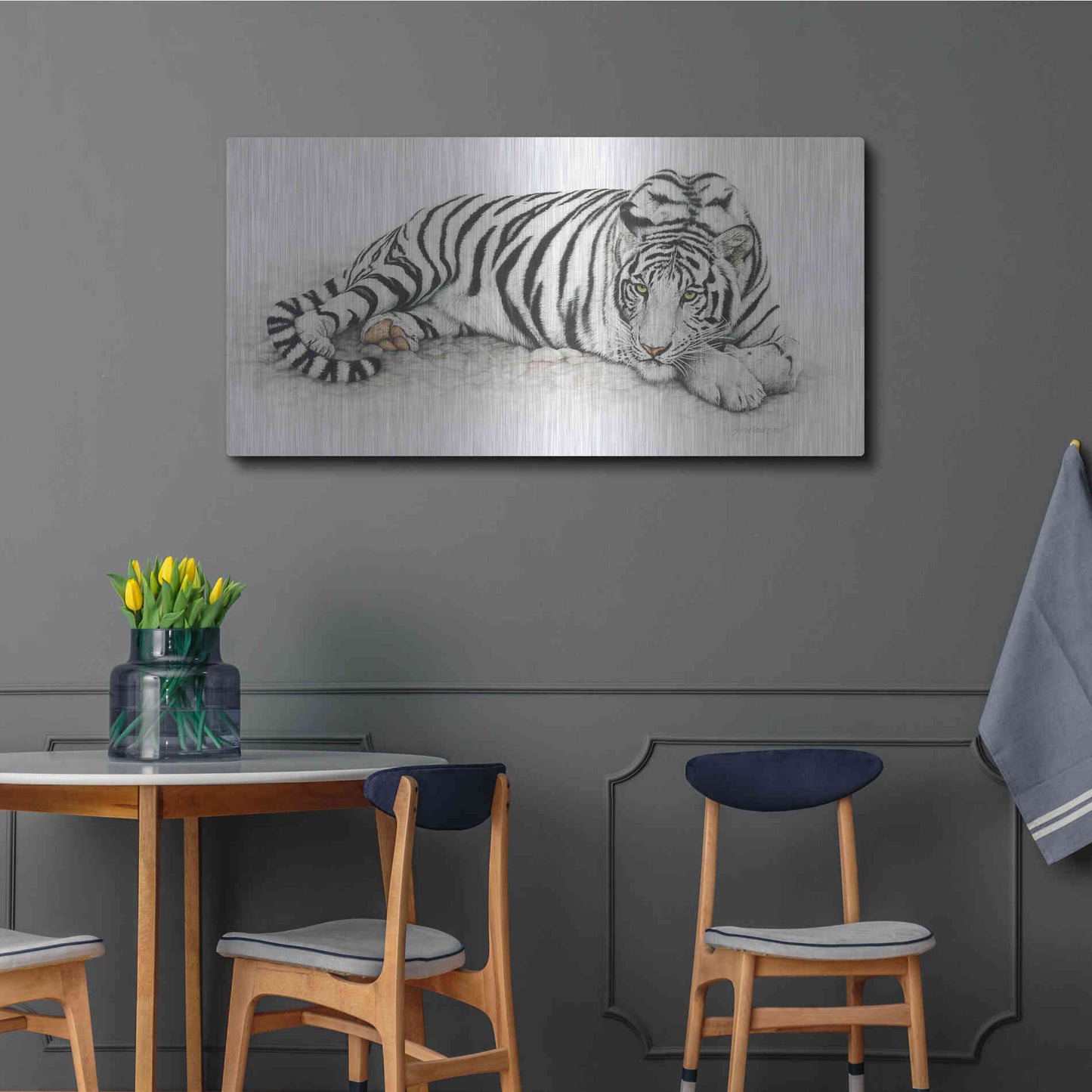Luxe Metal Art 'Siberian Tiger' by Jan Henderson, Metal Wall Art,48x24