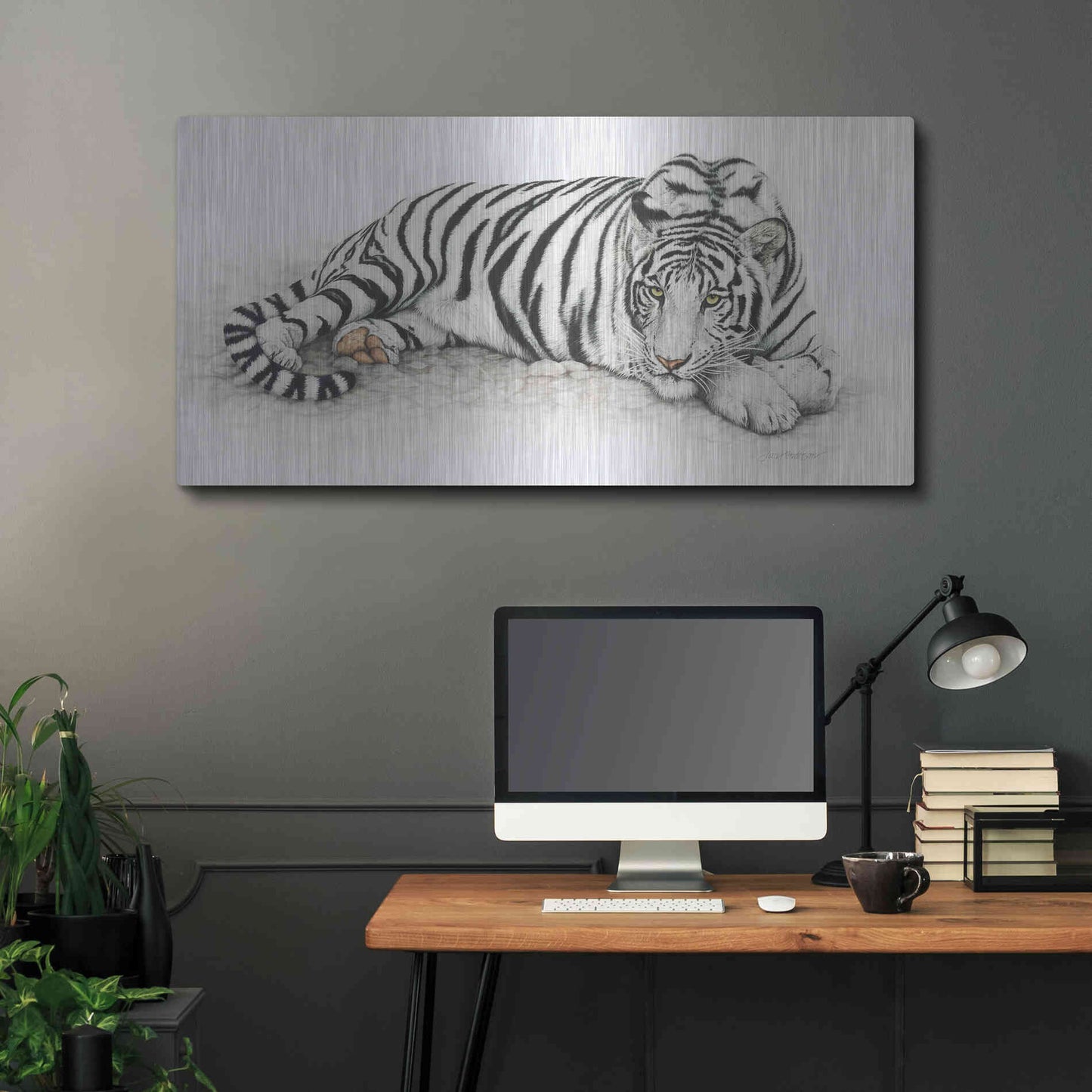Luxe Metal Art 'Siberian Tiger' by Jan Henderson, Metal Wall Art,48x24