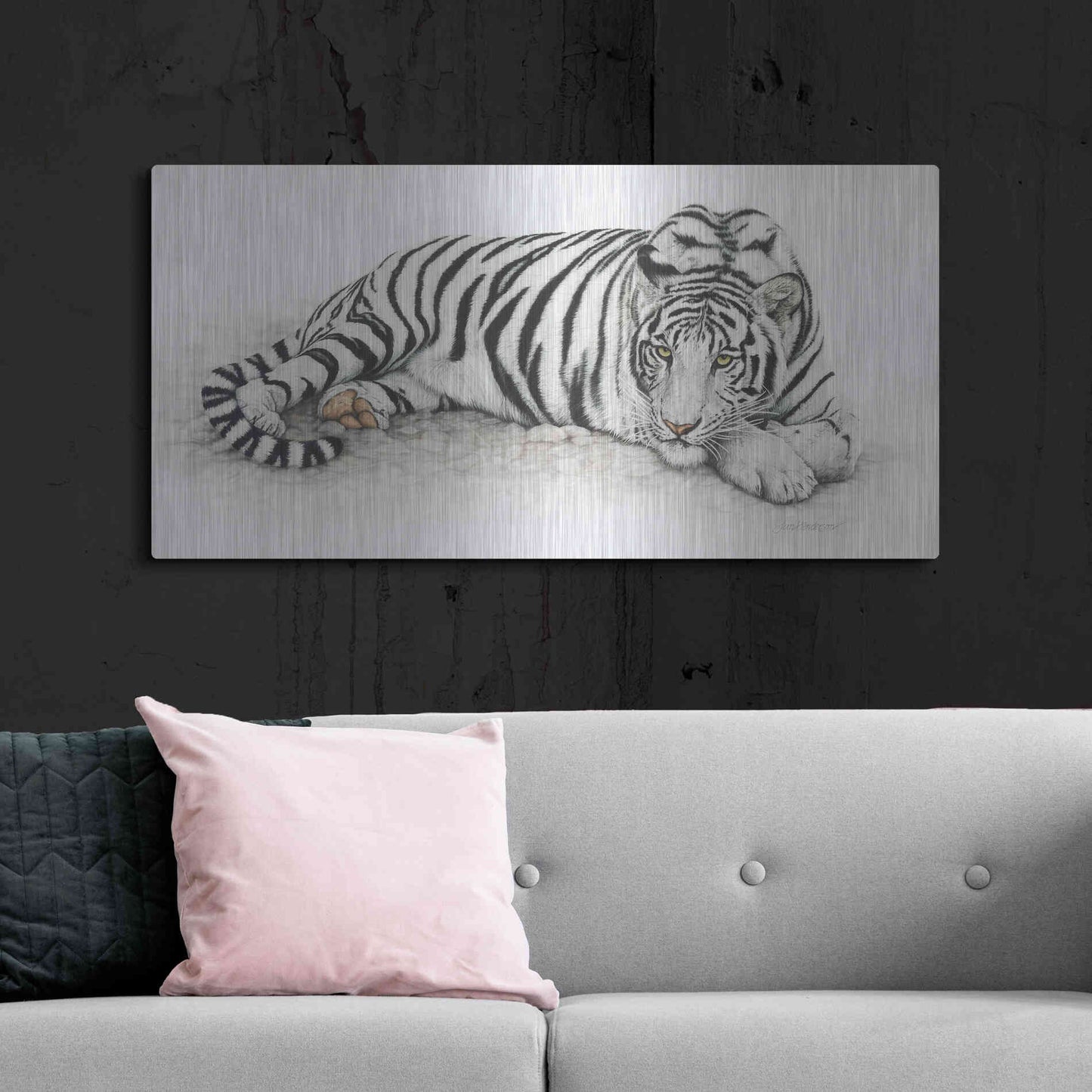Luxe Metal Art 'Siberian Tiger' by Jan Henderson, Metal Wall Art,48x24