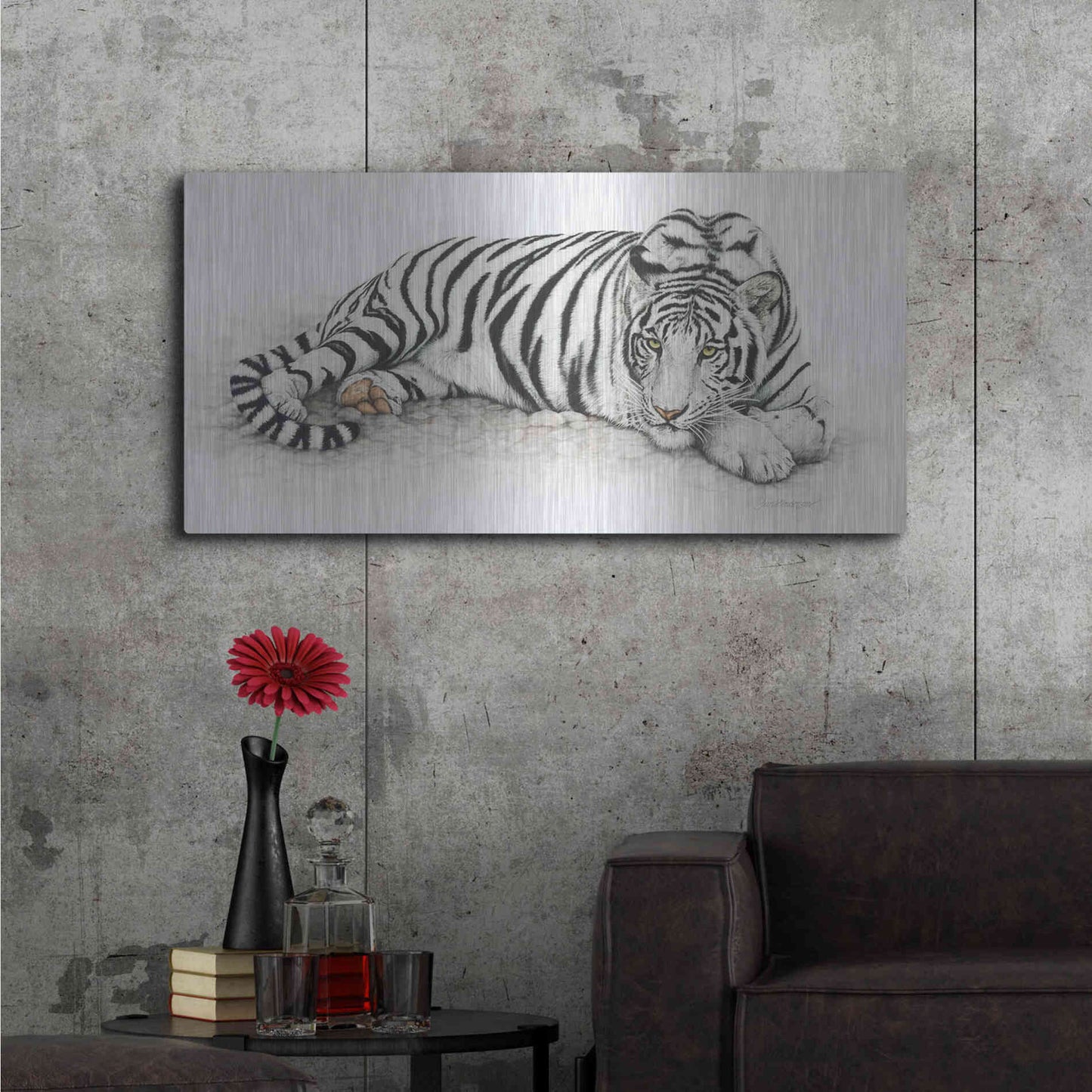 Luxe Metal Art 'Siberian Tiger' by Jan Henderson, Metal Wall Art,48x24