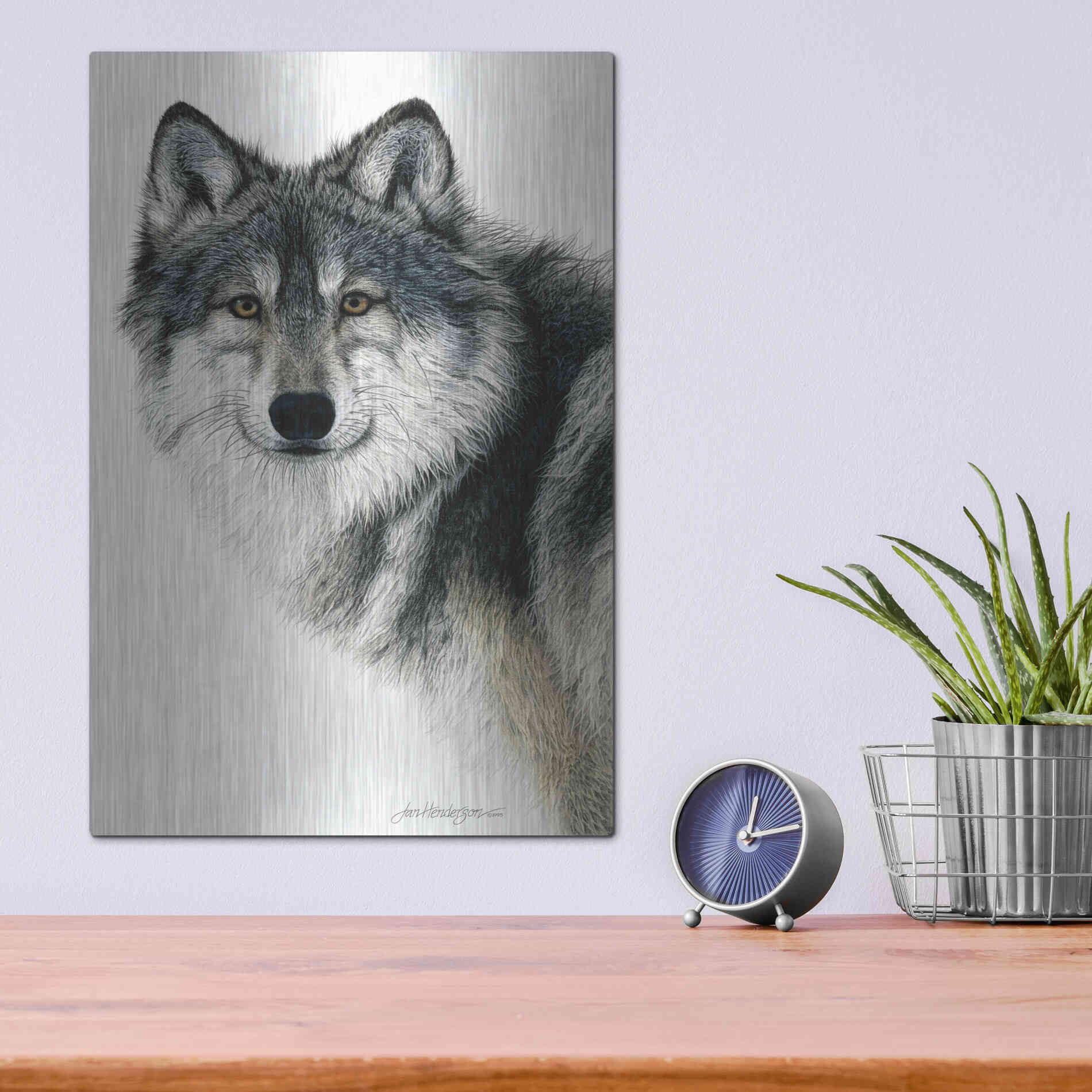 Luxe Metal Art 'Silent Watch' by Jan Henderson, Metal Wall Art,12x16