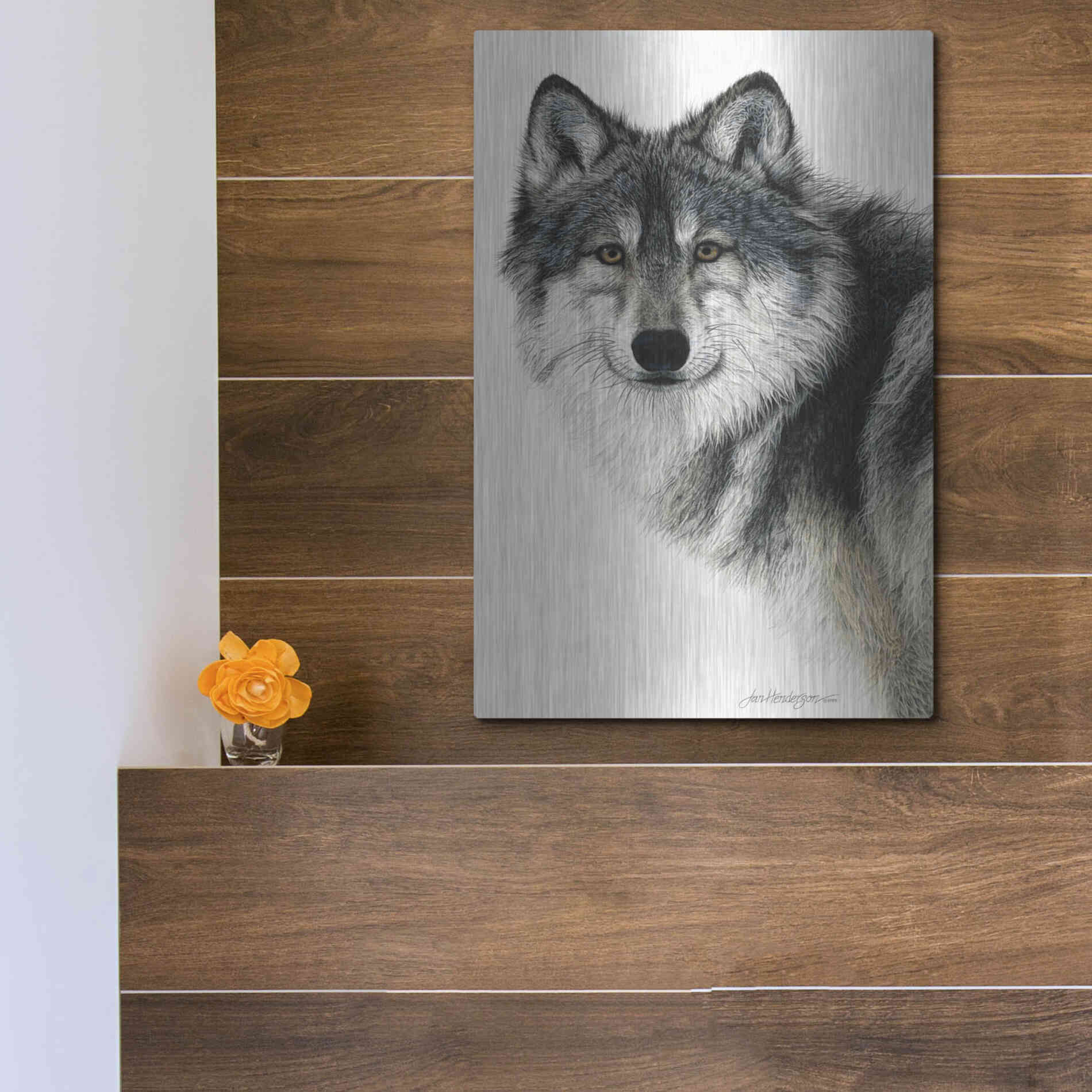 Luxe Metal Art 'Silent Watch' by Jan Henderson, Metal Wall Art,12x16