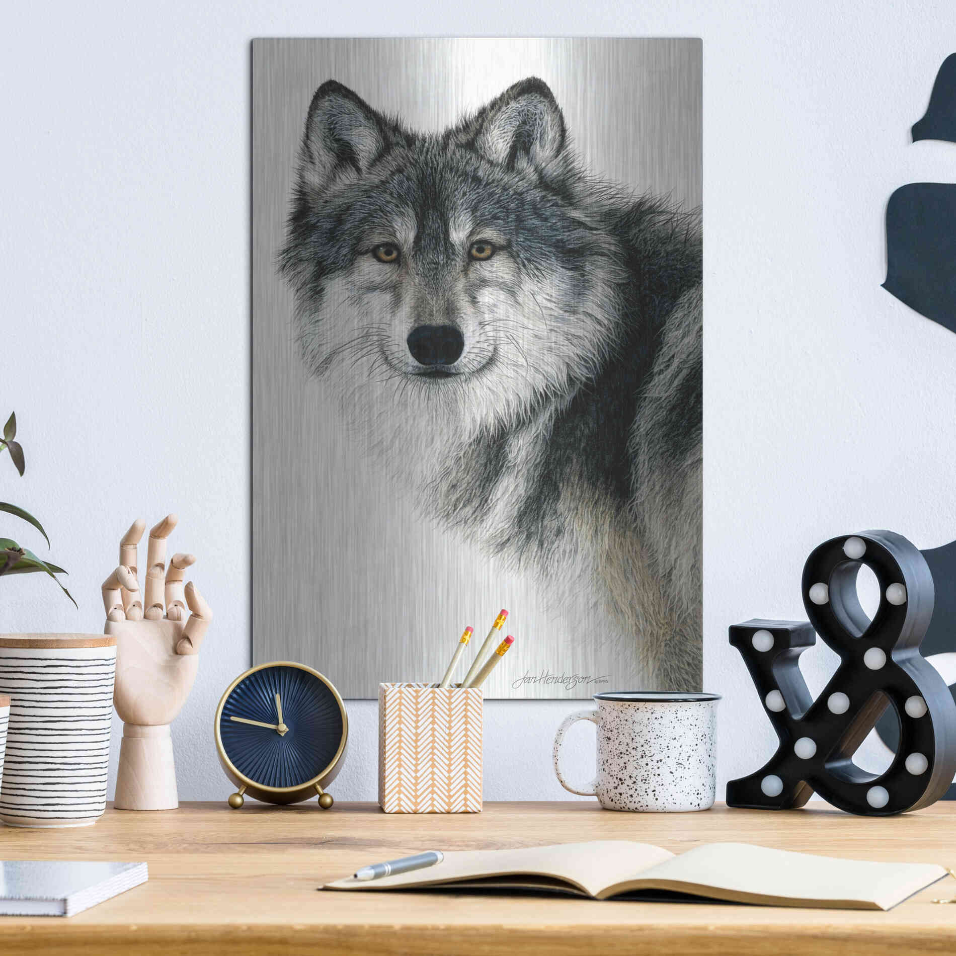 Luxe Metal Art 'Silent Watch' by Jan Henderson, Metal Wall Art,12x16