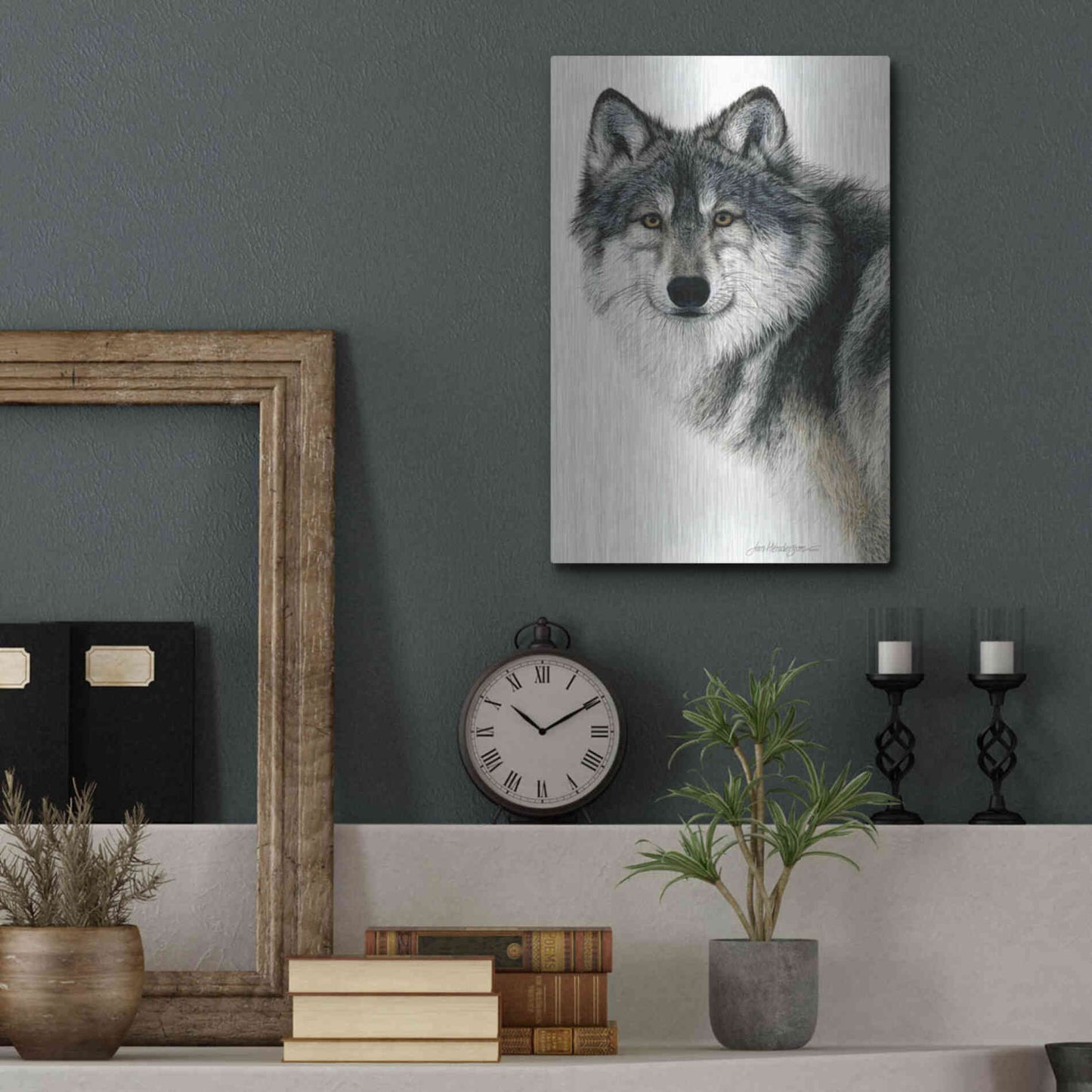 Luxe Metal Art 'Silent Watch' by Jan Henderson, Metal Wall Art,12x16