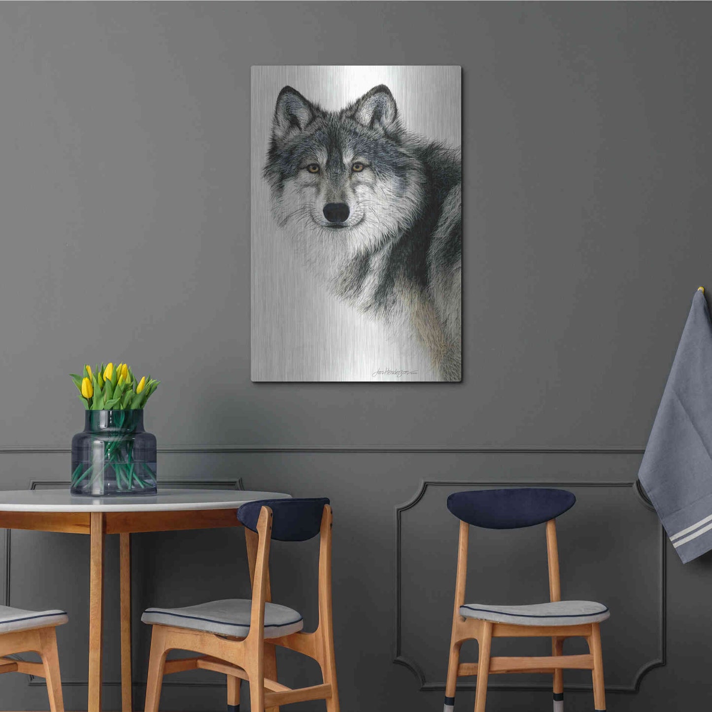 Luxe Metal Art 'Silent Watch' by Jan Henderson, Metal Wall Art,24x36