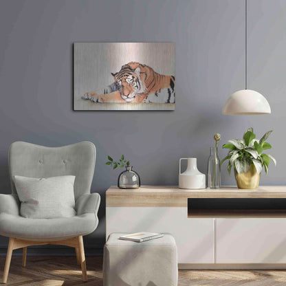 Luxe Metal Art 'Sleeping Tiger' by Jan Henderson, Metal Wall Art,24x16