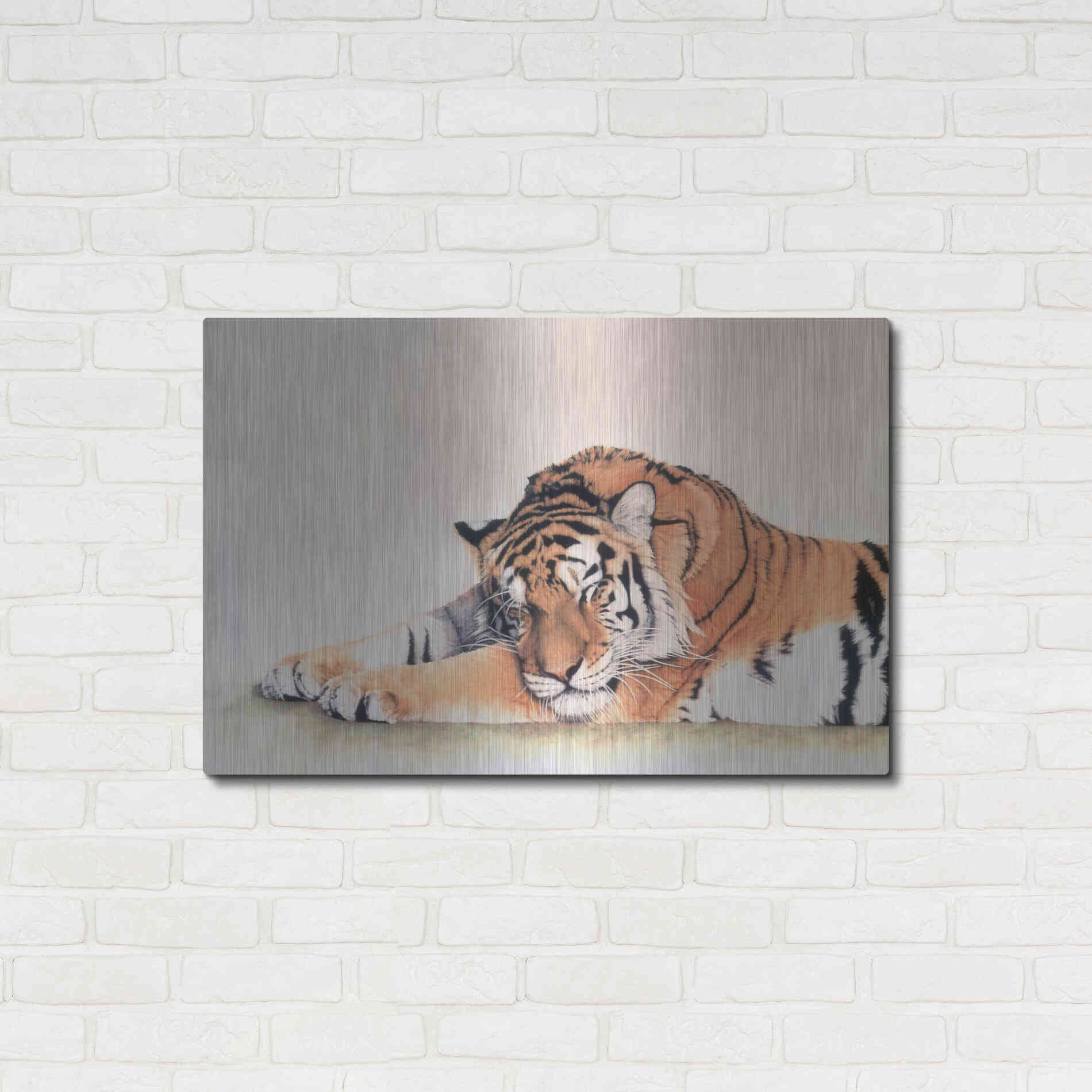 Luxe Metal Art 'Sleeping Tiger' by Jan Henderson, Metal Wall Art,36x24