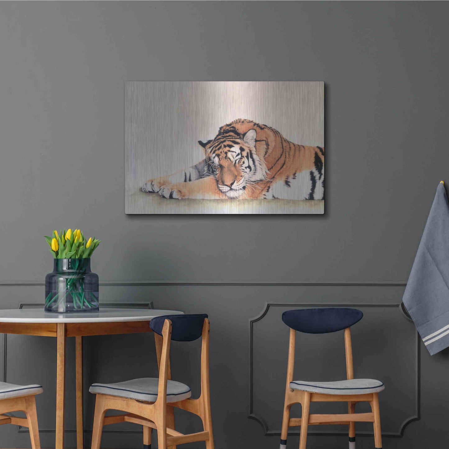 Luxe Metal Art 'Sleeping Tiger' by Jan Henderson, Metal Wall Art,36x24