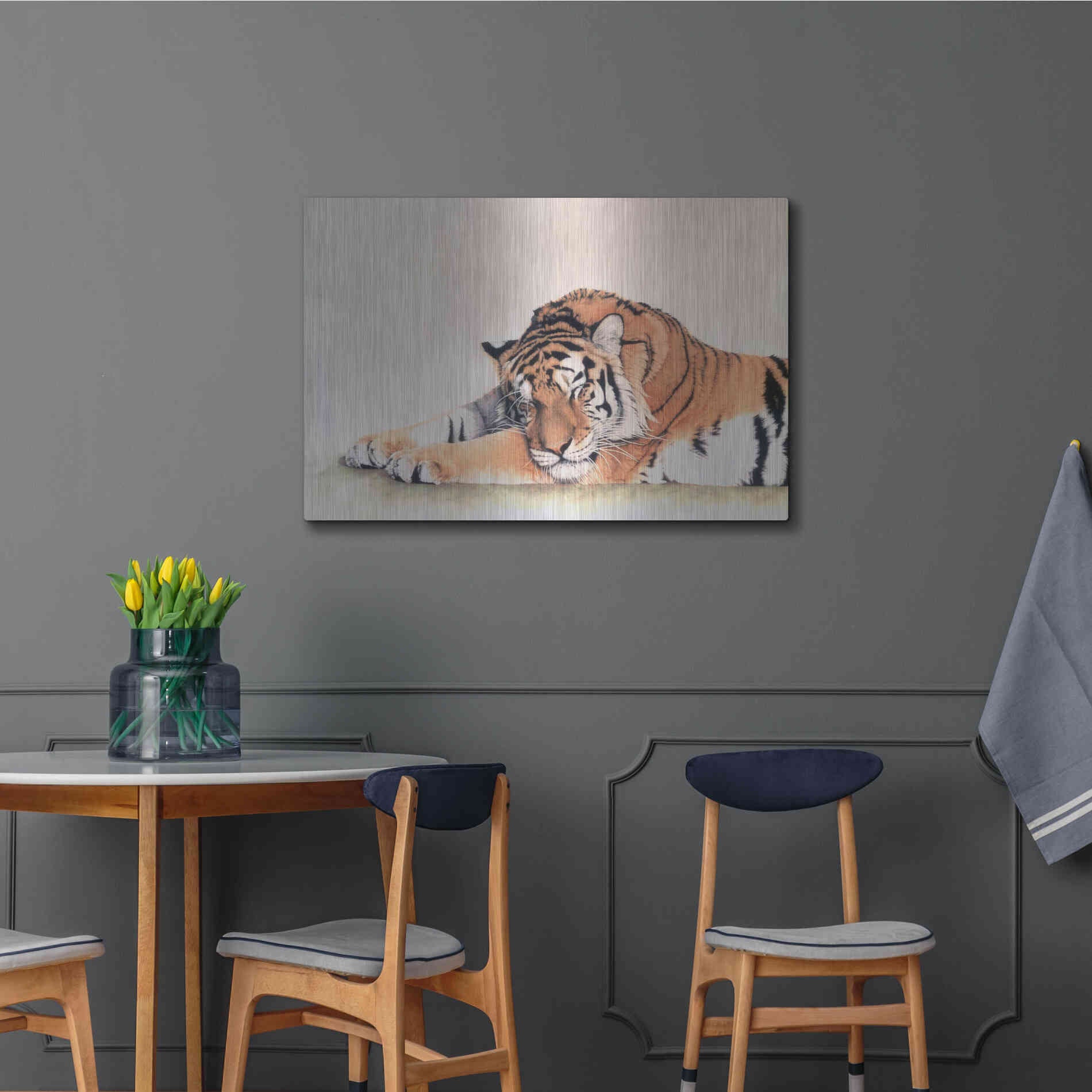 Luxe Metal Art 'Sleeping Tiger' by Jan Henderson, Metal Wall Art,36x24