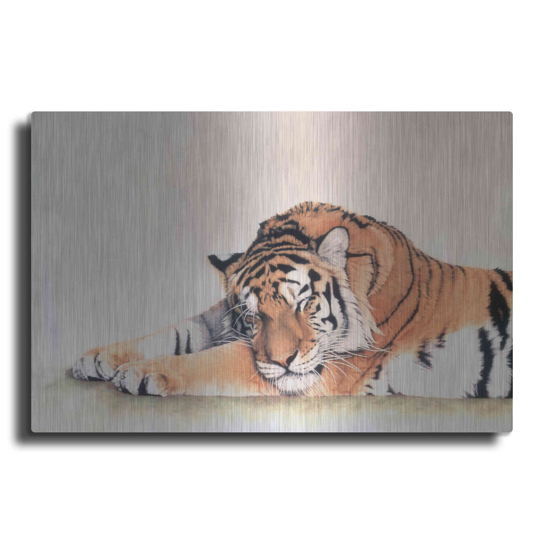 Luxe Metal Art 'Sleeping Tiger' by Jan Henderson, Metal Wall Art
