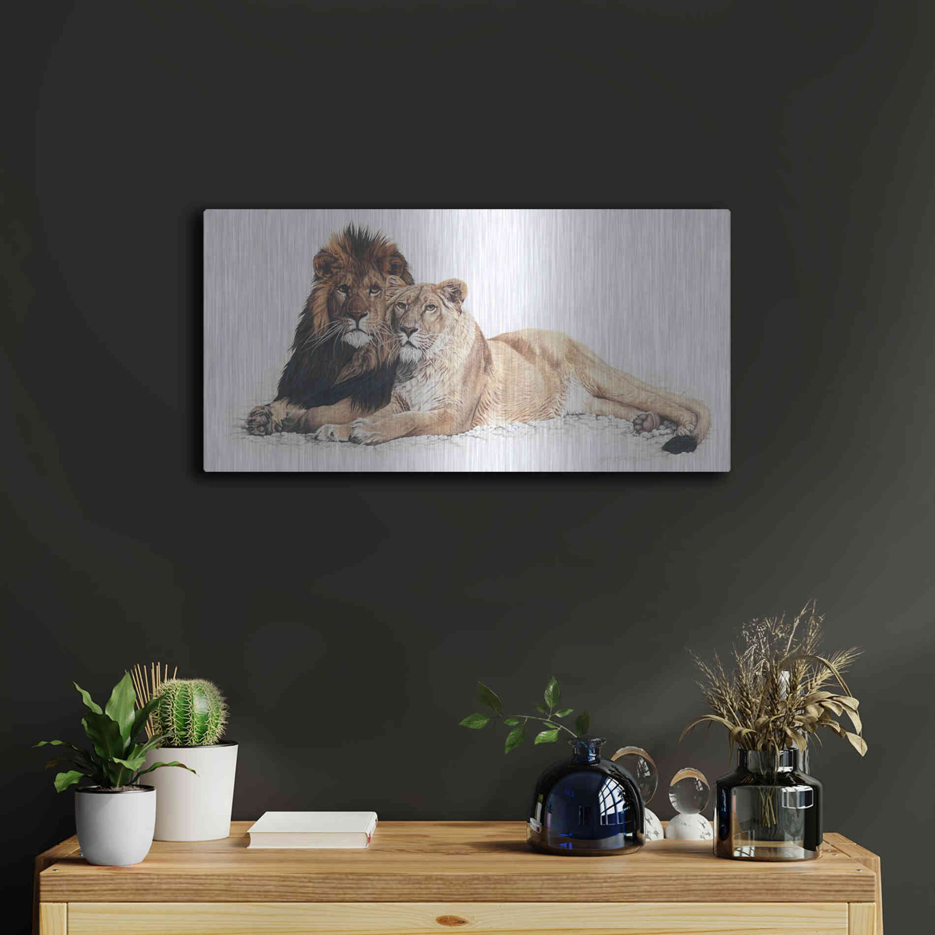 Luxe Metal Art 'Soul Mates' by Jan Henderson, Metal Wall Art,24x12