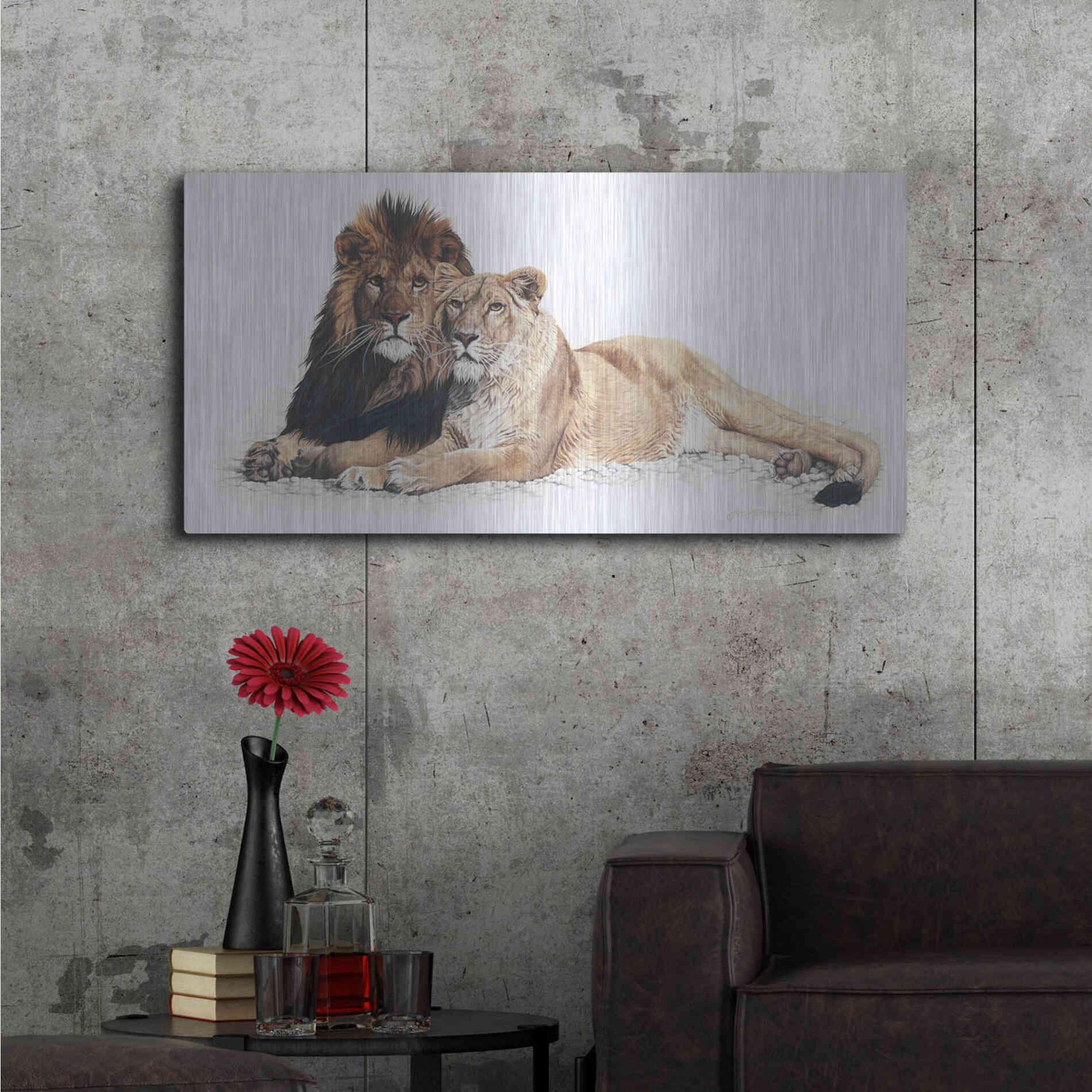 Luxe Metal Art 'Soul Mates' by Jan Henderson, Metal Wall Art,48x24