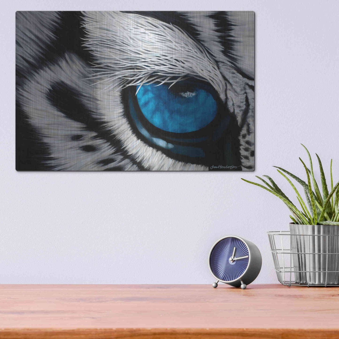 Luxe Metal Art 'Tiger Eye' by Jan Henderson, Metal Wall Art,16x12