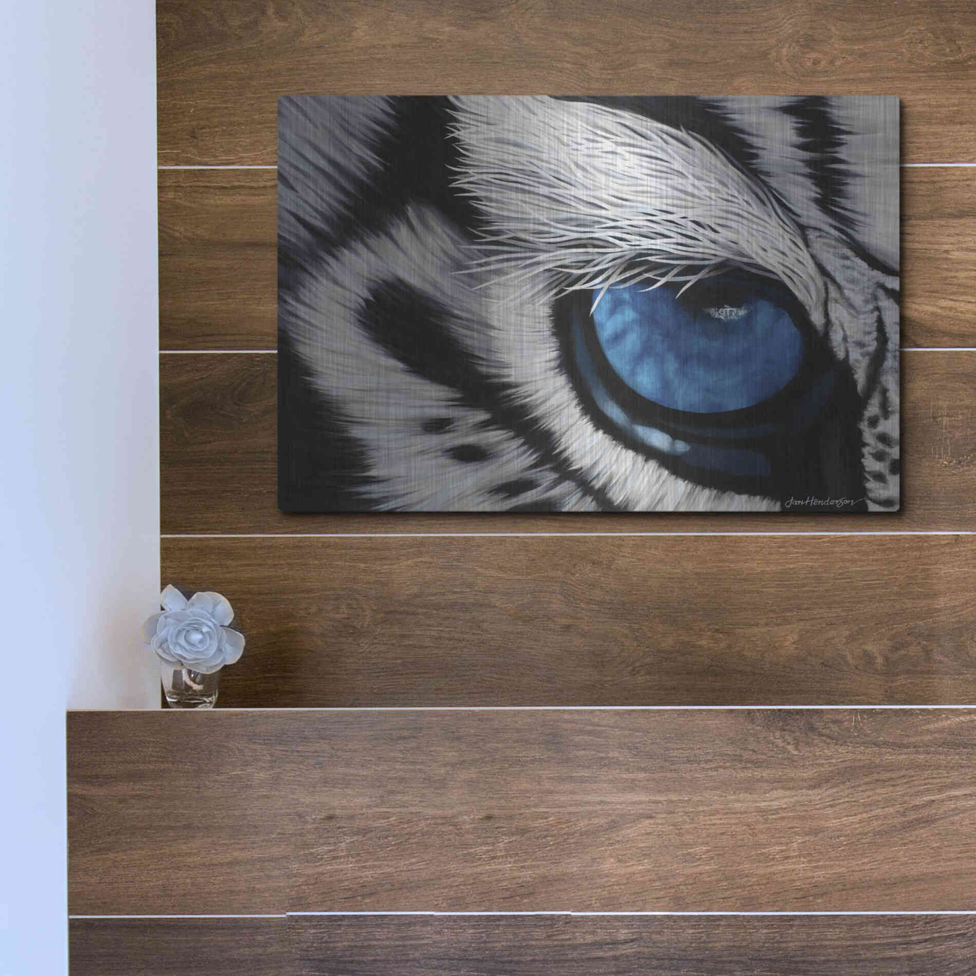 Luxe Metal Art 'Tiger Eye' by Jan Henderson, Metal Wall Art,16x12