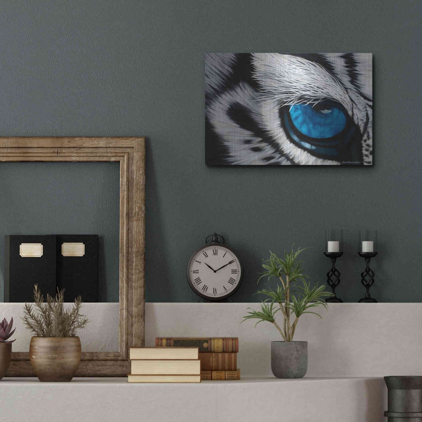 Luxe Metal Art 'Tiger Eye' by Jan Henderson, Metal Wall Art,16x12