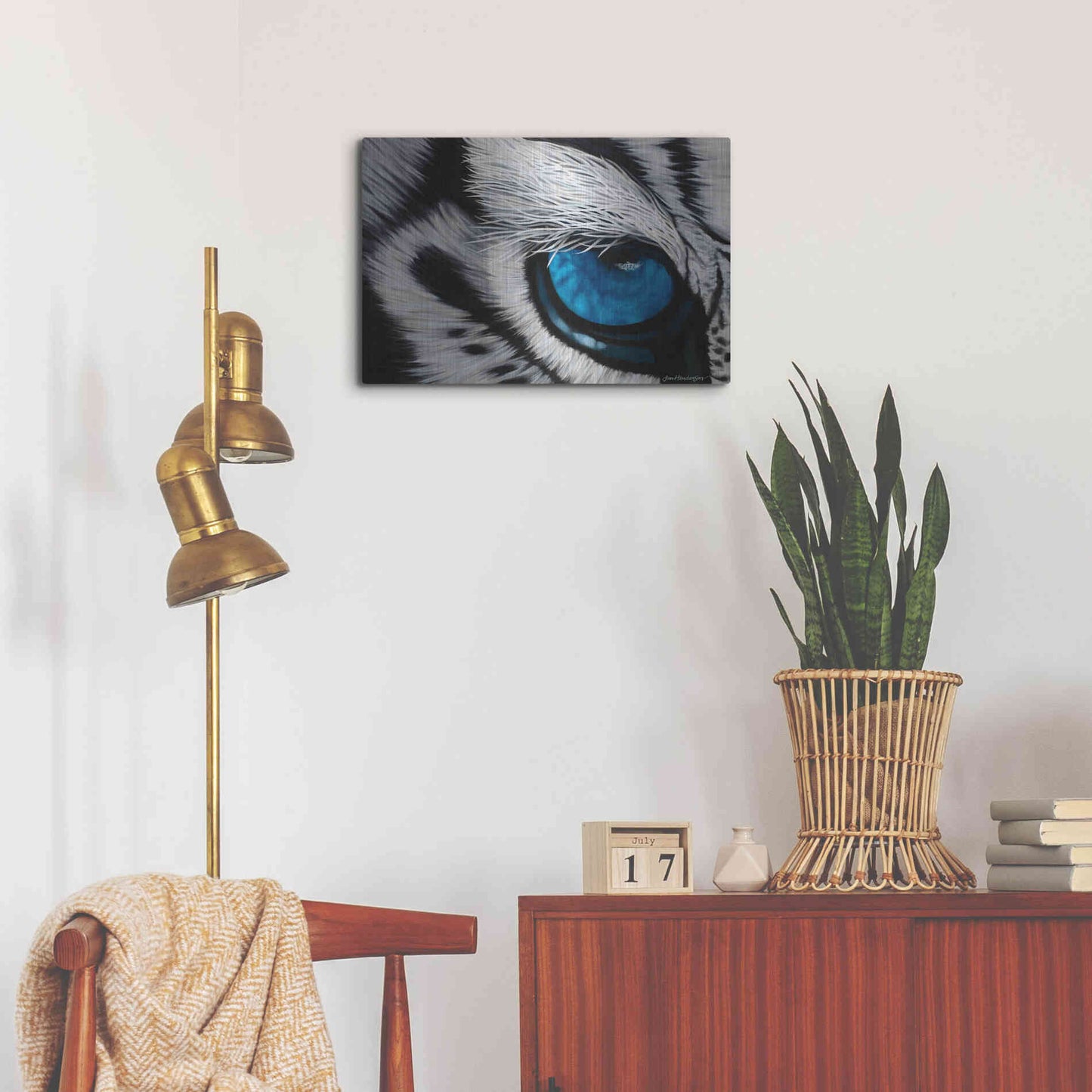 Luxe Metal Art 'Tiger Eye' by Jan Henderson, Metal Wall Art,24x16