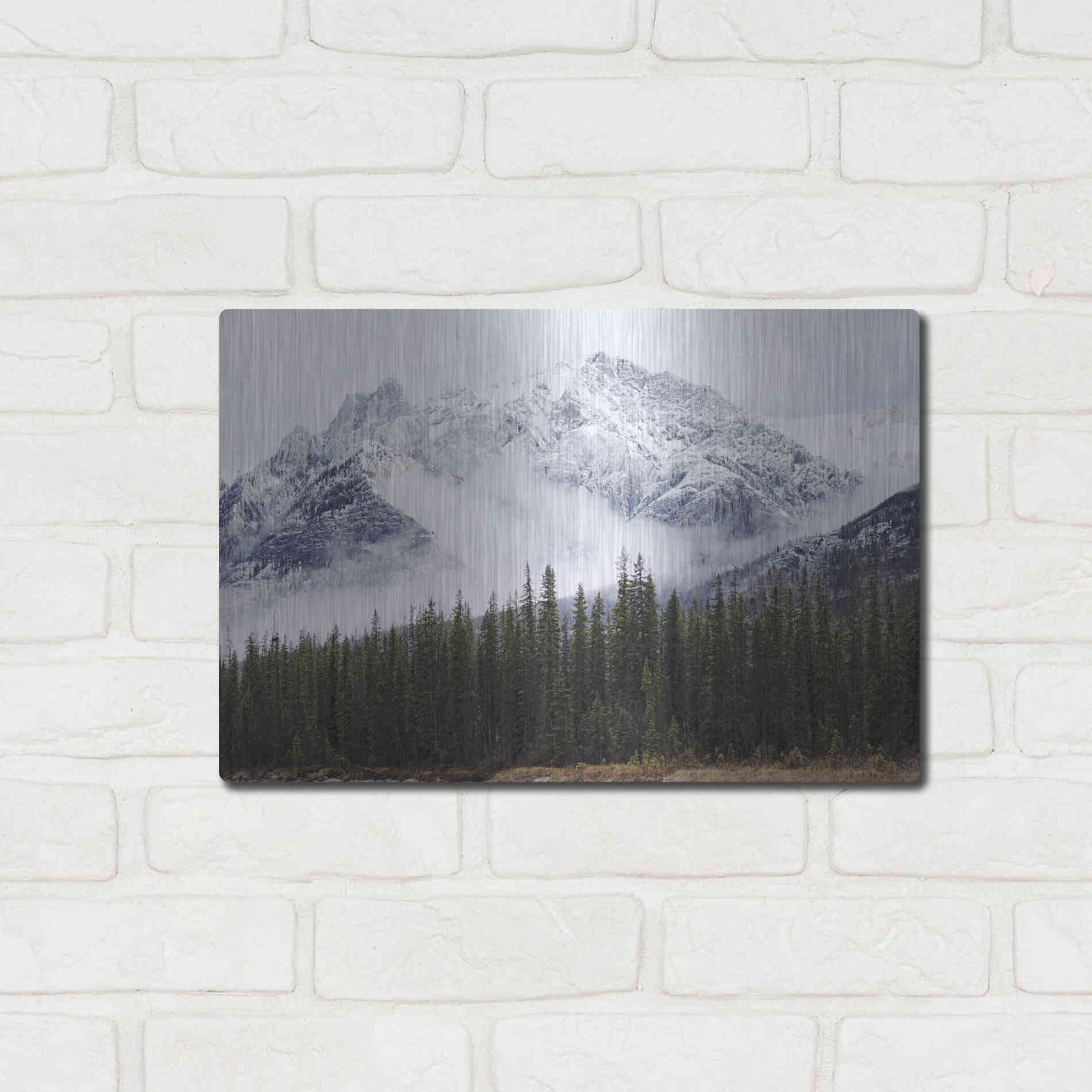 Luxe Metal Art 'Adventure Mountain' by Jennifer Henriksen, Metal Wall Art,16x12