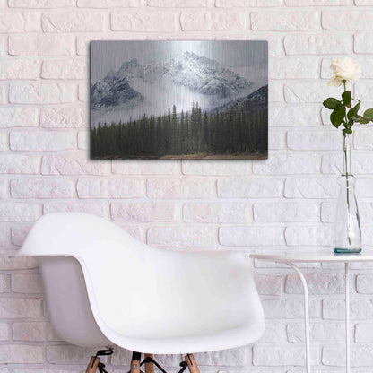 Luxe Metal Art 'Adventure Mountain' by Jennifer Henriksen, Metal Wall Art,24x16