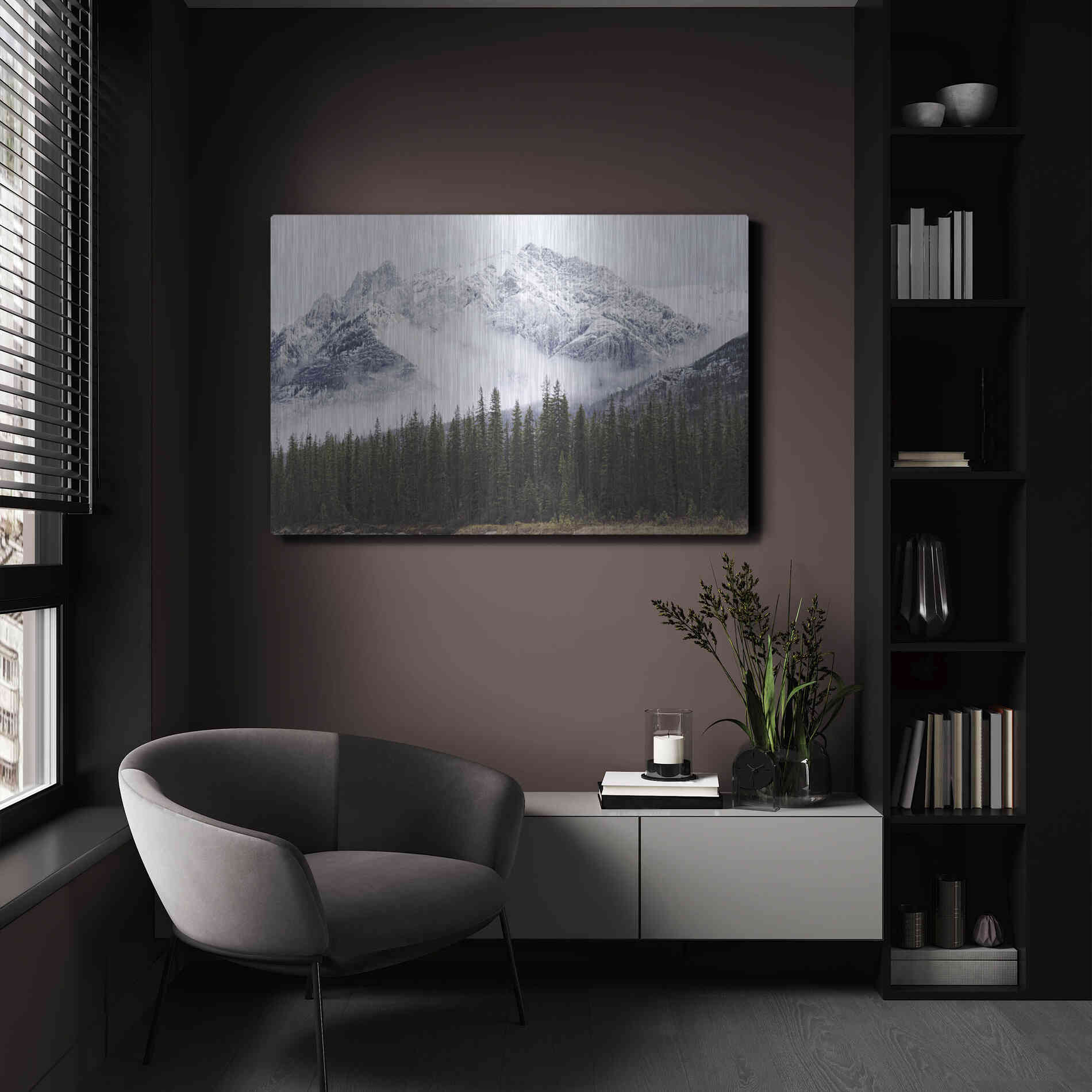 Luxe Metal Art 'Adventure Mountain' by Jennifer Henriksen, Metal Wall Art,24x16