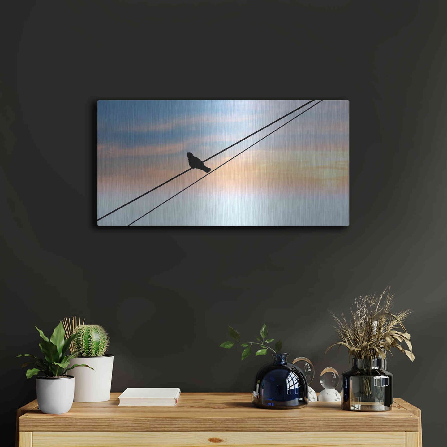 Luxe Metal Art 'Sunset Watching' by Luxe Portfolio, Metal Wall Art,24x12