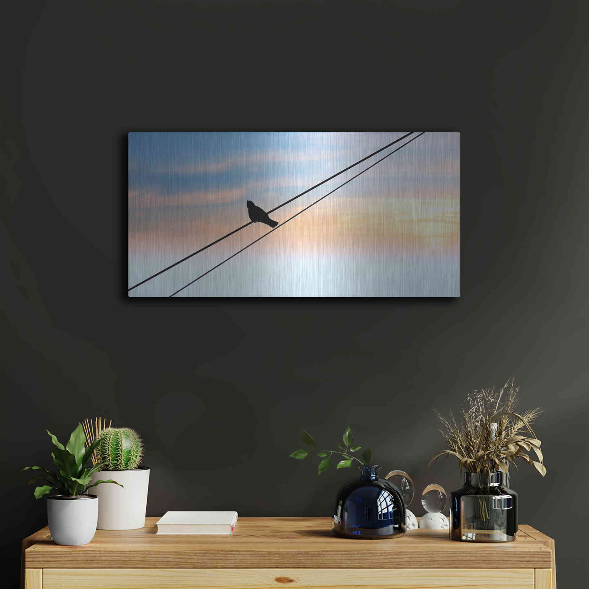 Luxe Metal Art 'Sunset Watching' by Luxe Portfolio, Metal Wall Art,24x12