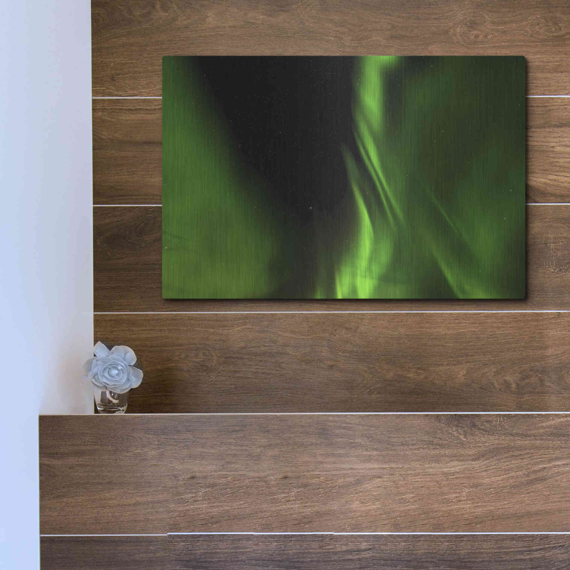 Luxe Metal Art 'A Beautiful Green Aurora Borealis' by Luxe Portfolio, Metal Wall Art,16x12