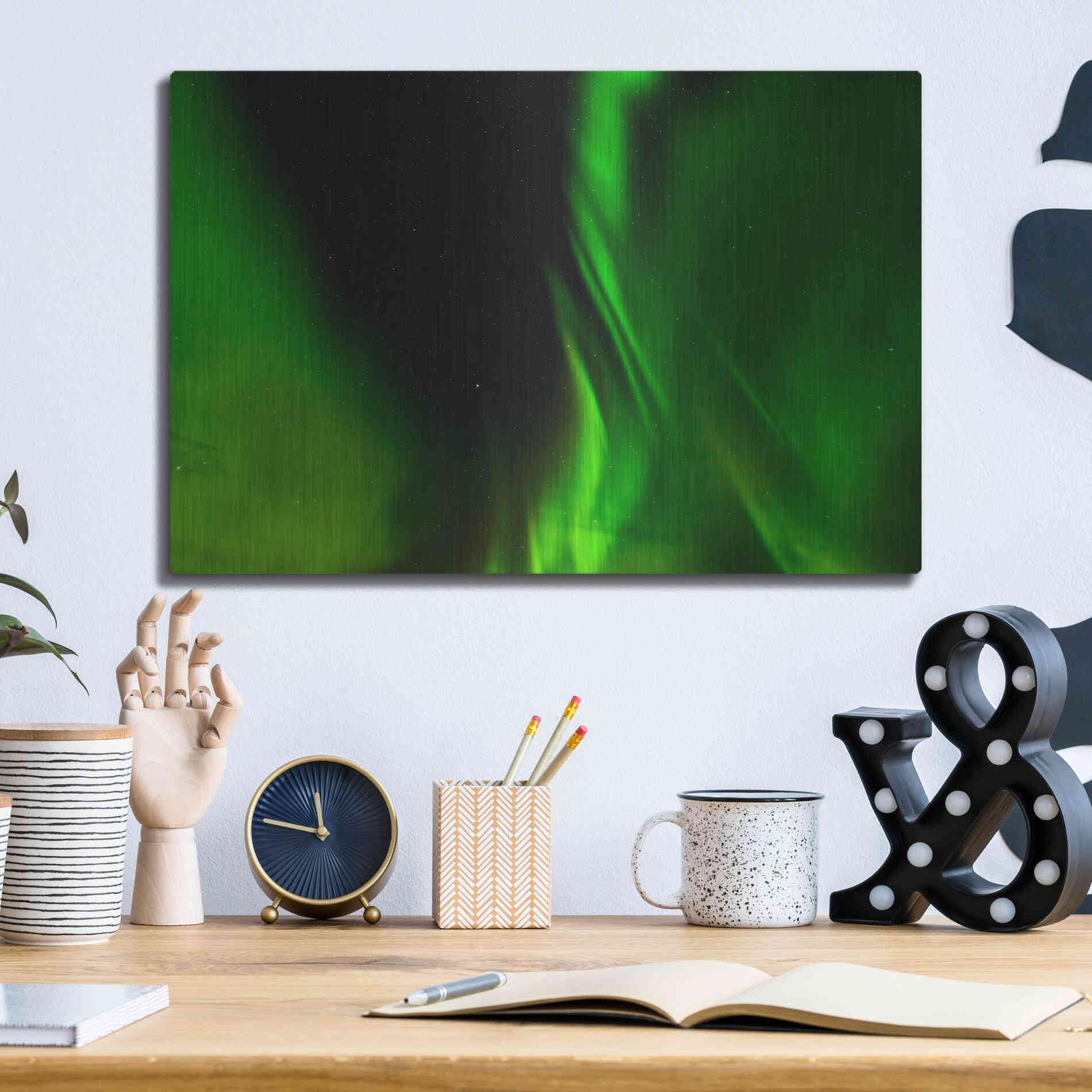 Luxe Metal Art 'A Beautiful Green Aurora Borealis' by Luxe Portfolio, Metal Wall Art,16x12
