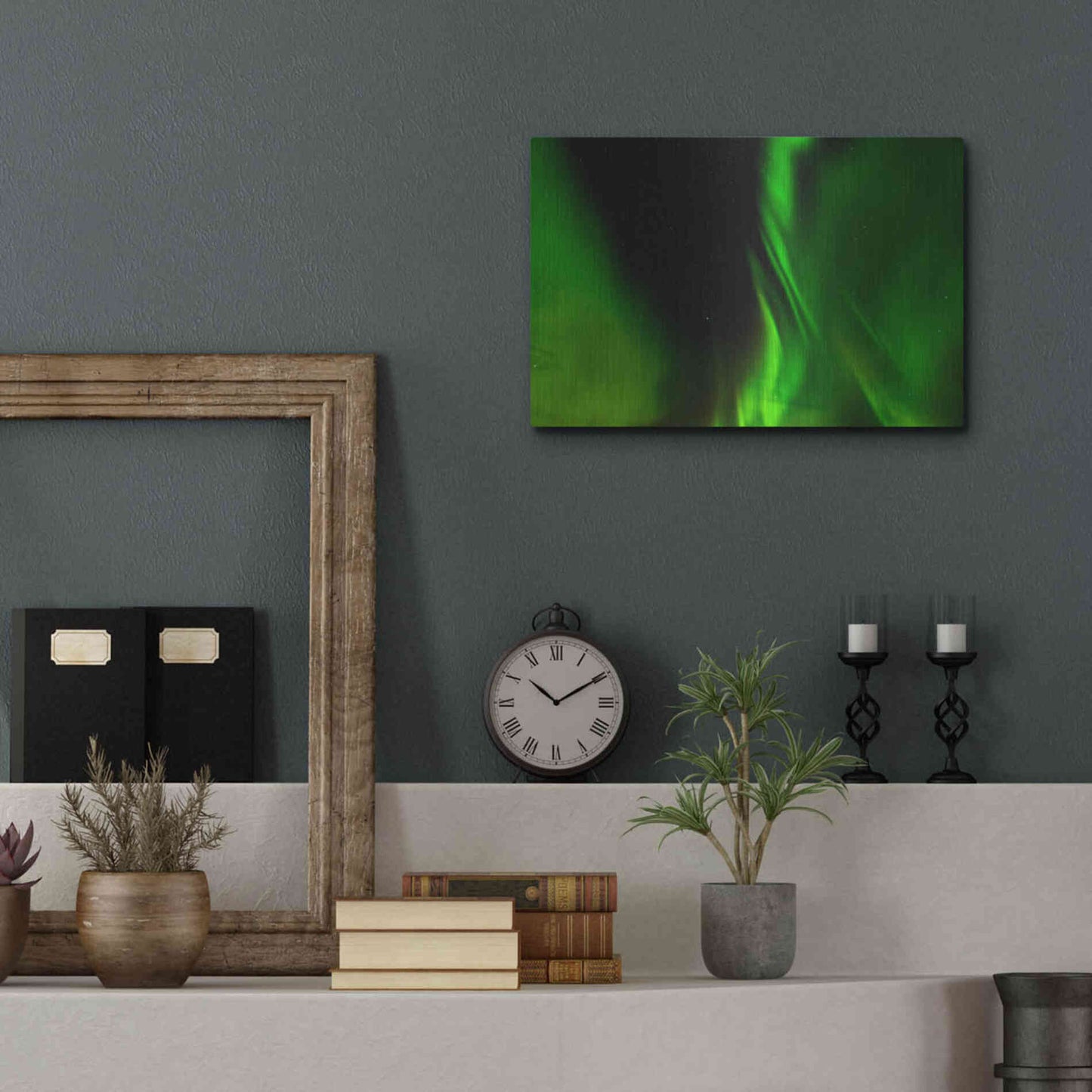 Luxe Metal Art 'A Beautiful Green Aurora Borealis' by Luxe Portfolio, Metal Wall Art,16x12
