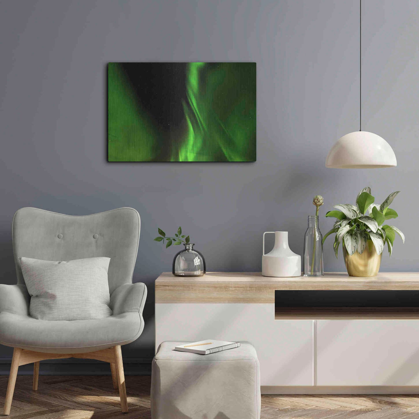 Luxe Metal Art 'A Beautiful Green Aurora Borealis' by Luxe Portfolio, Metal Wall Art,24x16