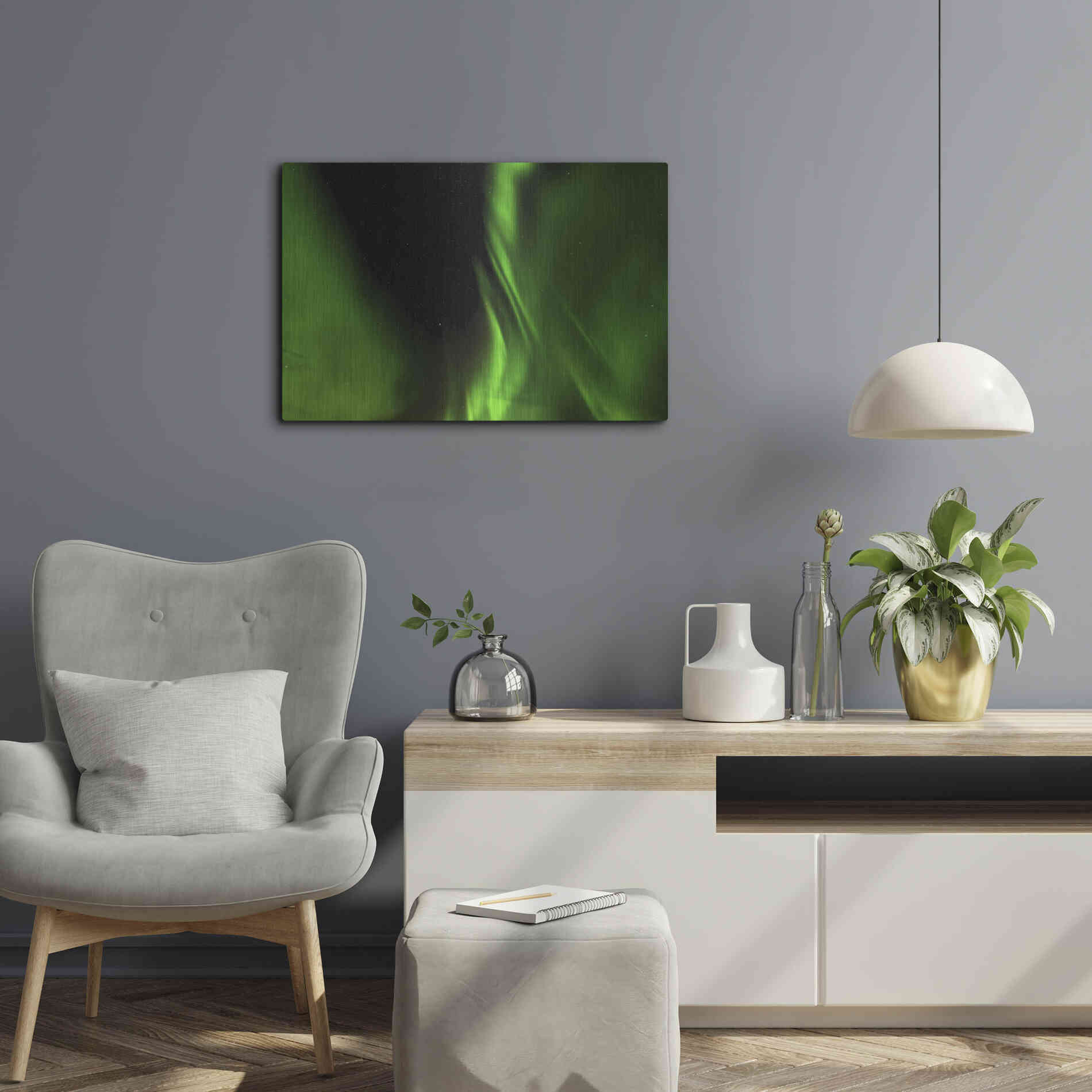 Luxe Metal Art 'A Beautiful Green Aurora Borealis' by Luxe Portfolio, Metal Wall Art,24x16