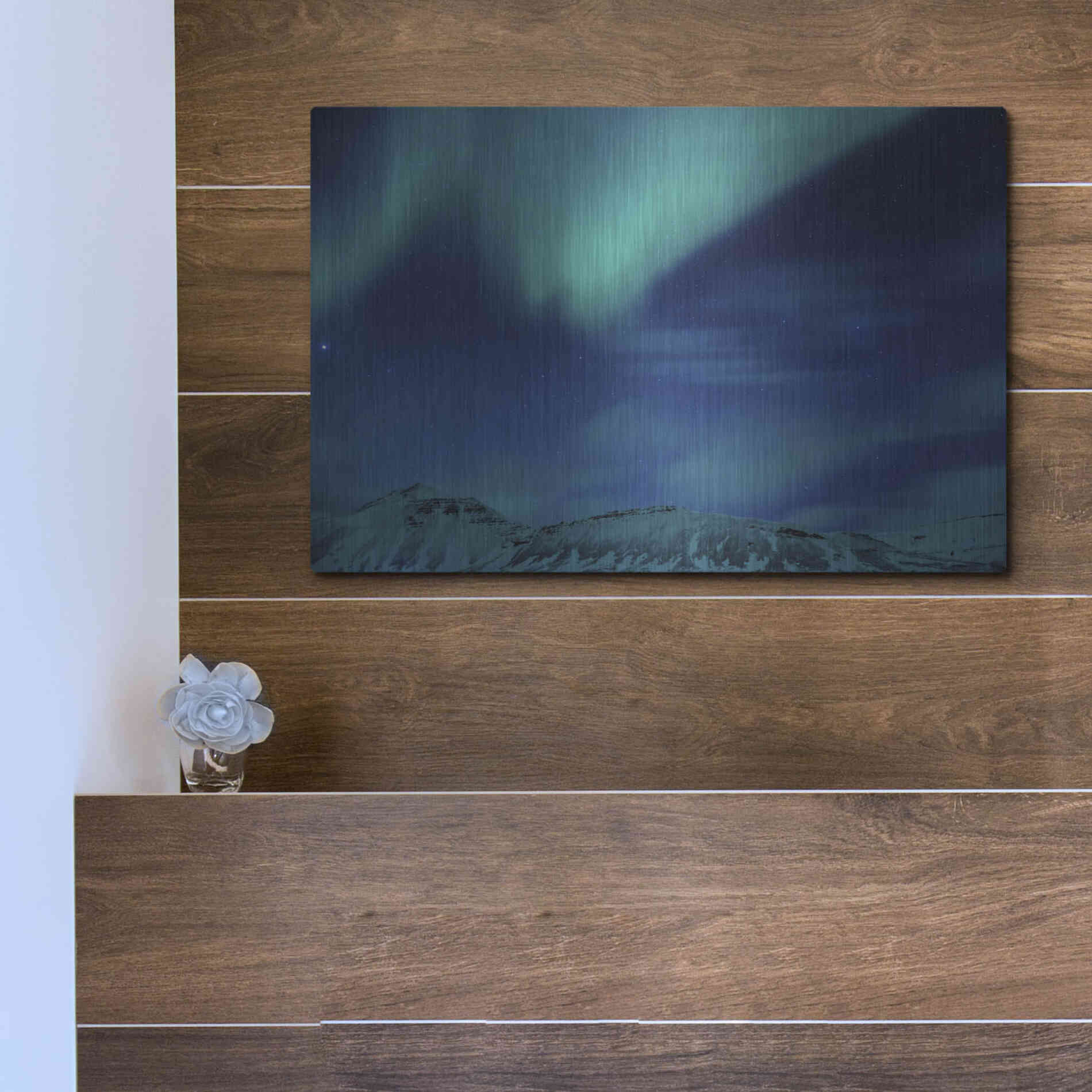 Luxe Metal Art 'Amazing Northern Lights Blue' by Luxe Portfolio, Metal Wall Art,16x12