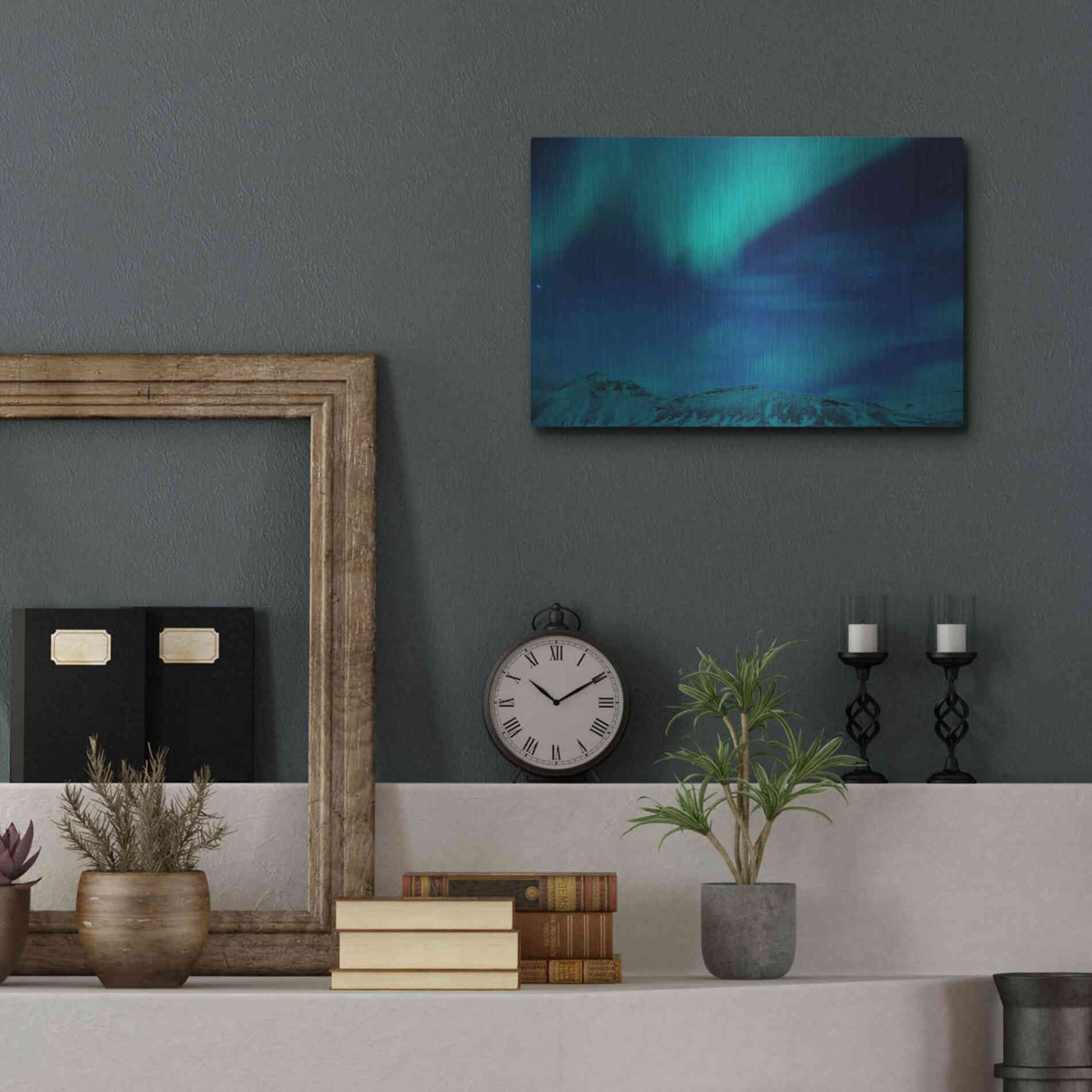 Luxe Metal Art 'Amazing Northern Lights Blue' by Luxe Portfolio, Metal Wall Art,16x12