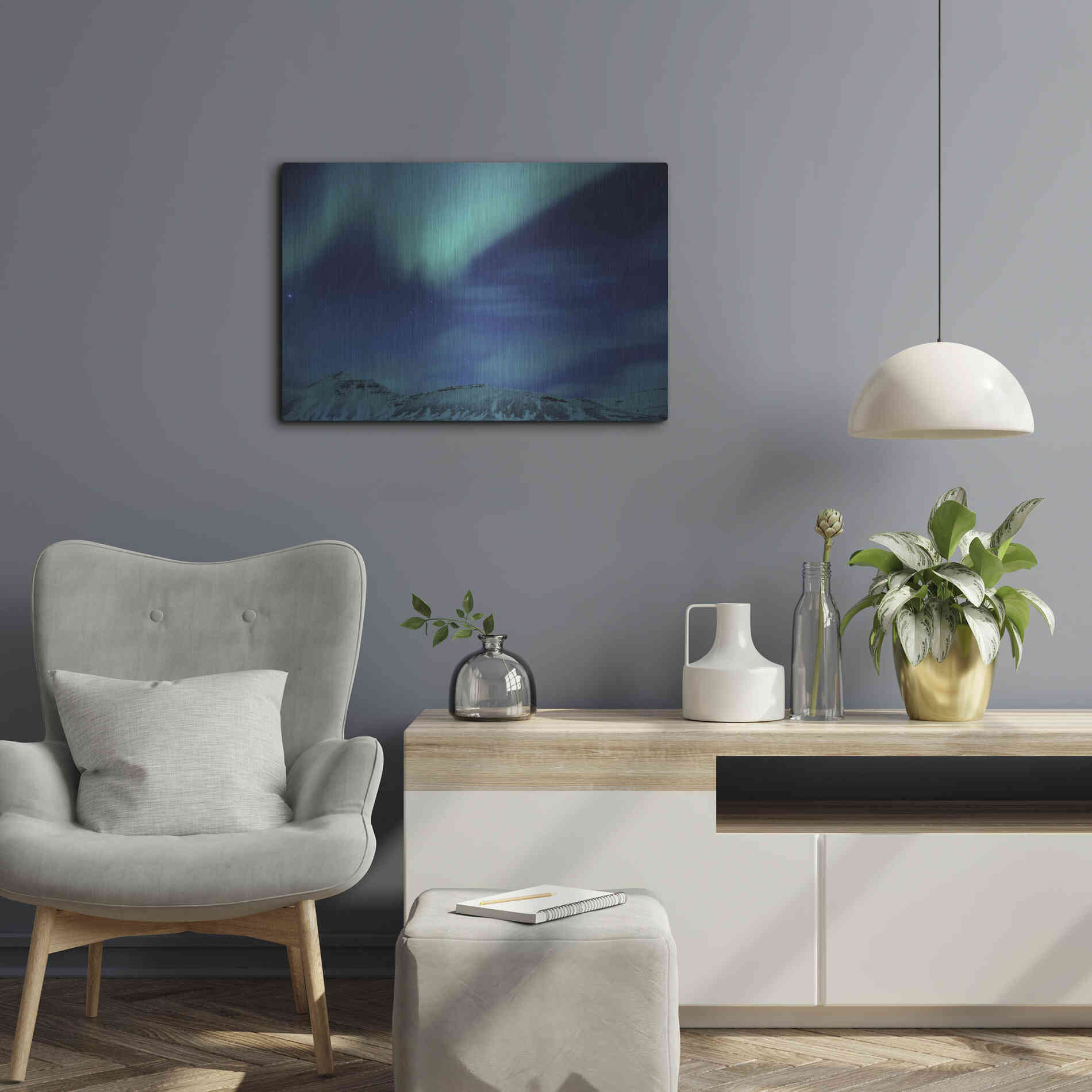 Luxe Metal Art 'Amazing Northern Lights Blue' by Luxe Portfolio, Metal Wall Art,24x16