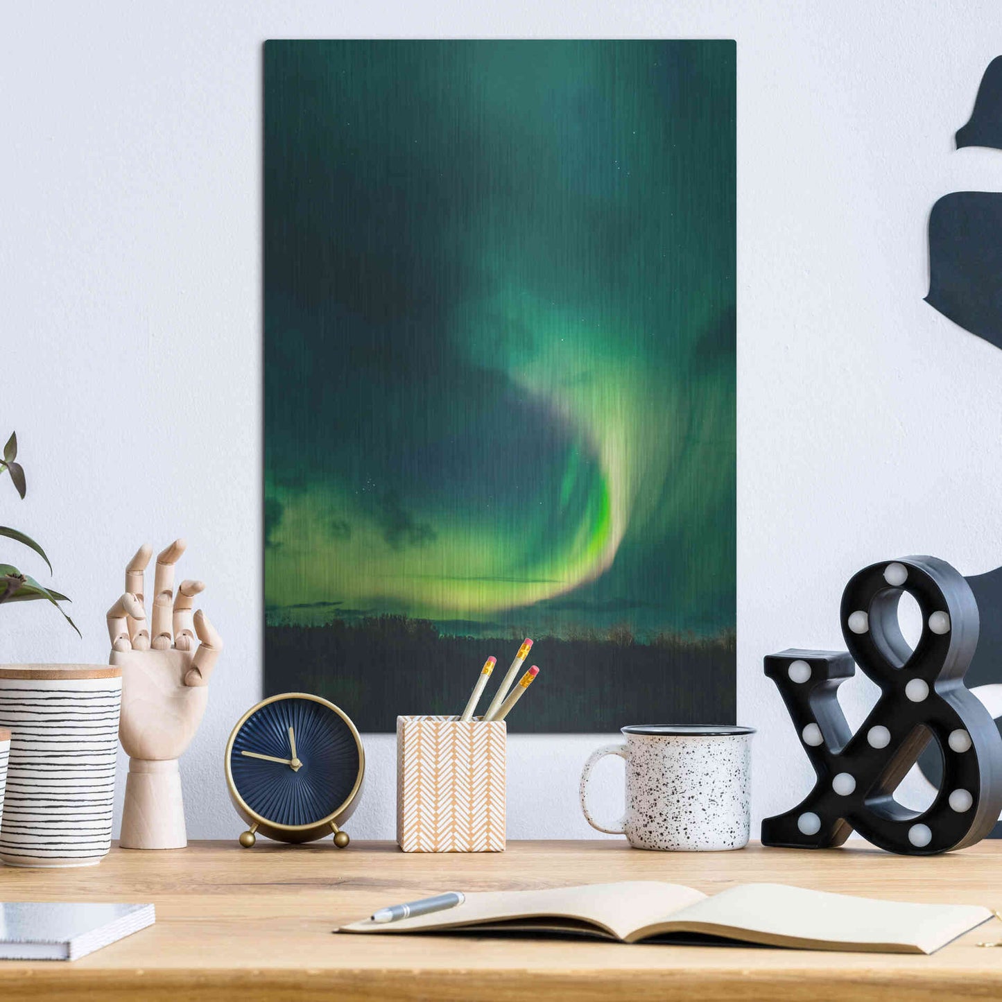 Luxe Metal Art 'Amazing Northern Lights Green' by Luxe Portfolio, Metal Wall Art,12x16