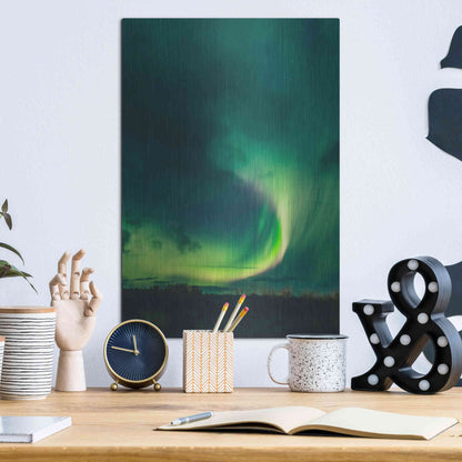 Luxe Metal Art 'Amazing Northern Lights Green' by Luxe Portfolio, Metal Wall Art,12x16