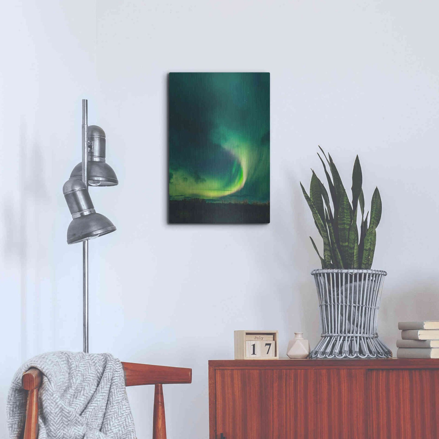 Luxe Metal Art 'Amazing Northern Lights Green' by Luxe Portfolio, Metal Wall Art,16x24