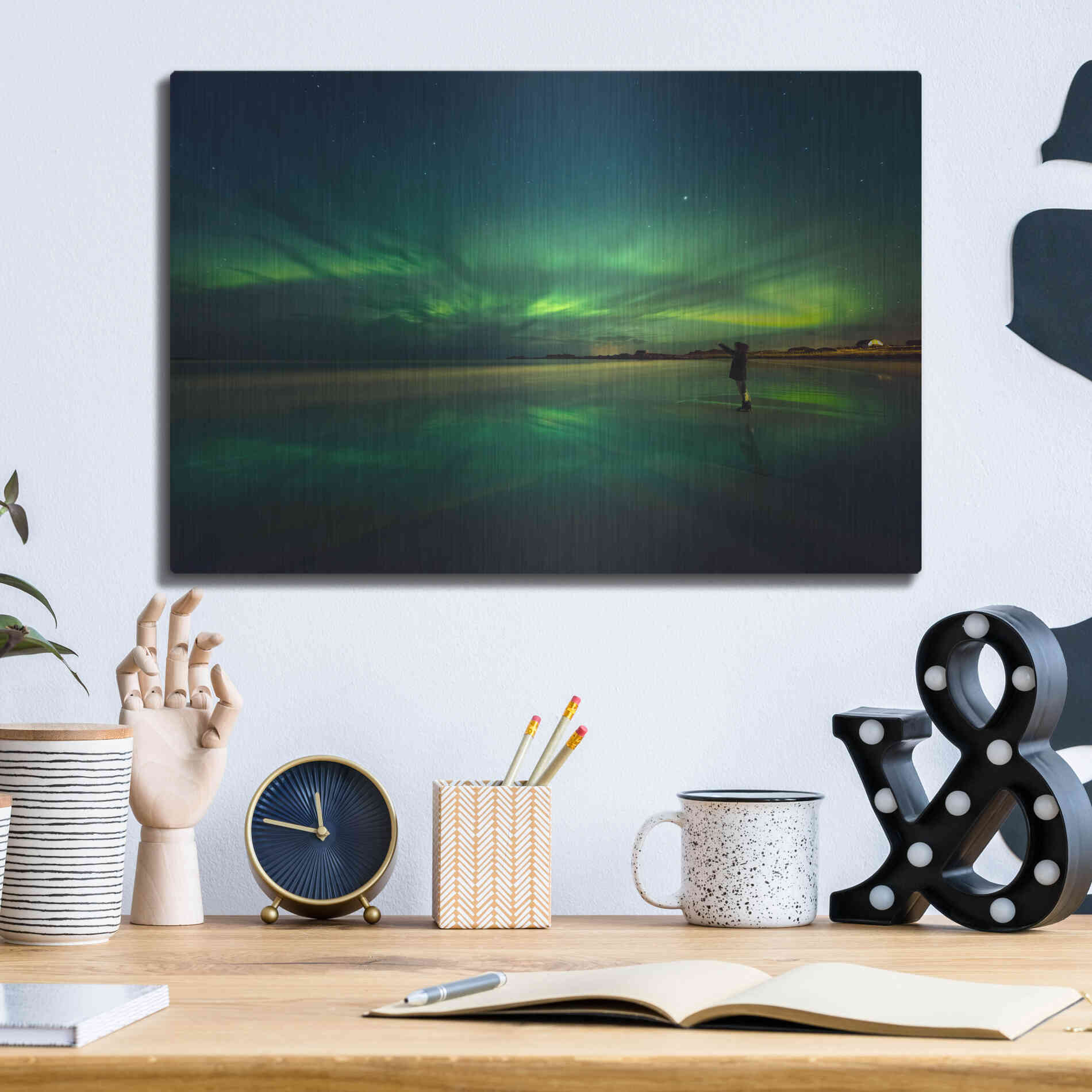 Luxe Metal Art 'Amazing View On The Northern Lights' by Luxe Portfolio, Metal Wall Art,16x12