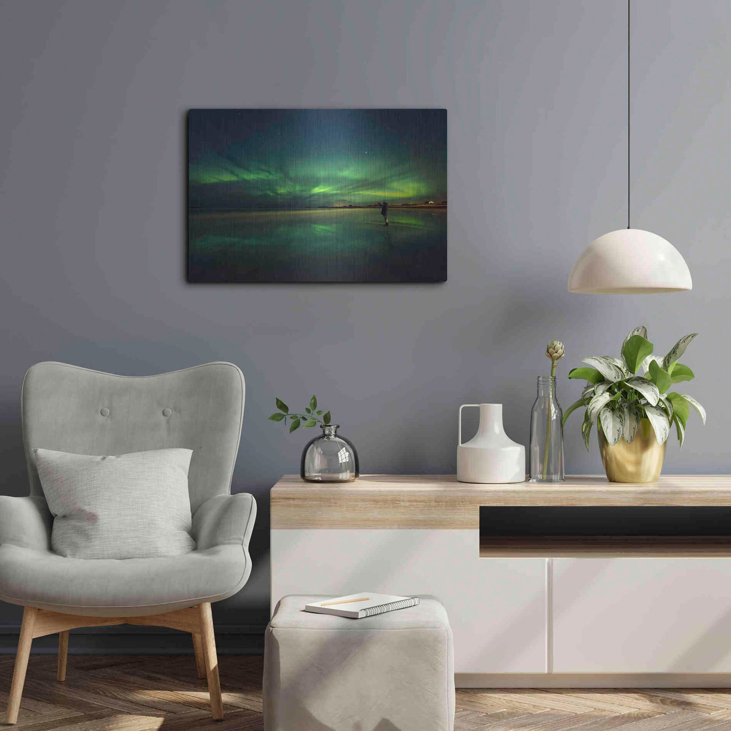 Luxe Metal Art 'Amazing View On The Northern Lights' by Luxe Portfolio, Metal Wall Art,24x16